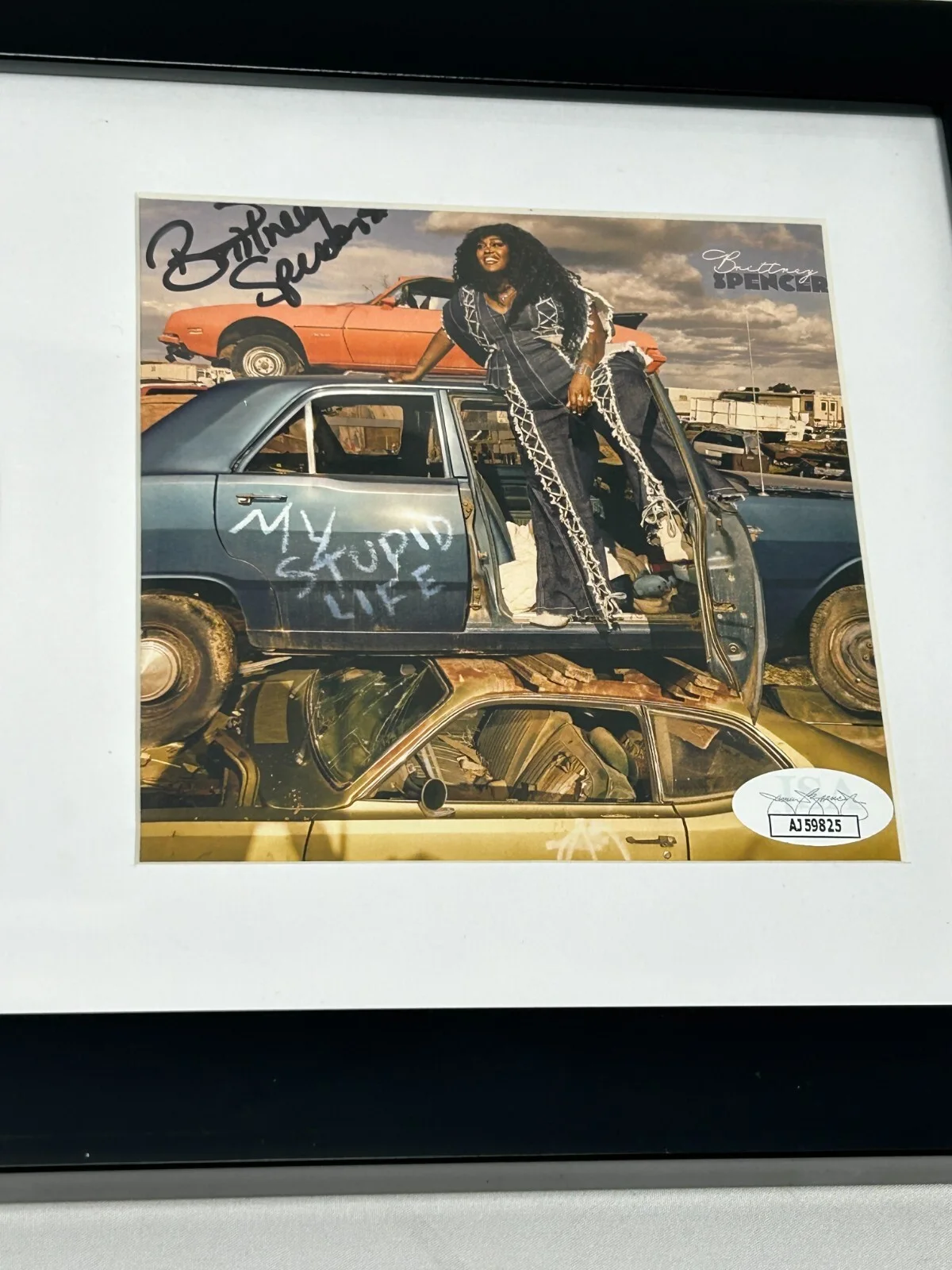 Brittney Spencer signed My Stupid Life Framed CD Cover JSA COA, image 2