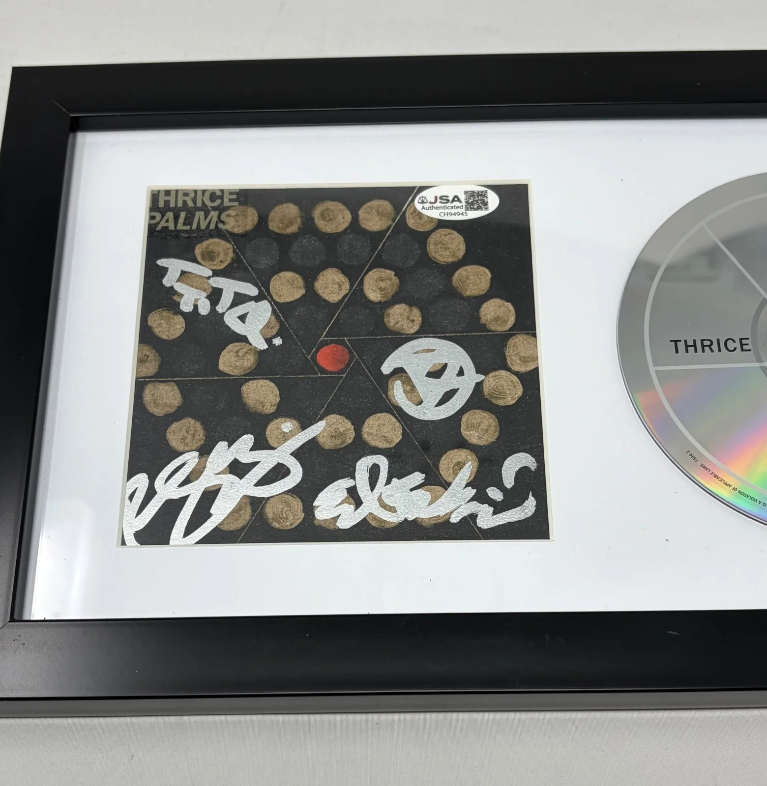 Thrice signed Palms Framed CD Cover JSA COA, image 2