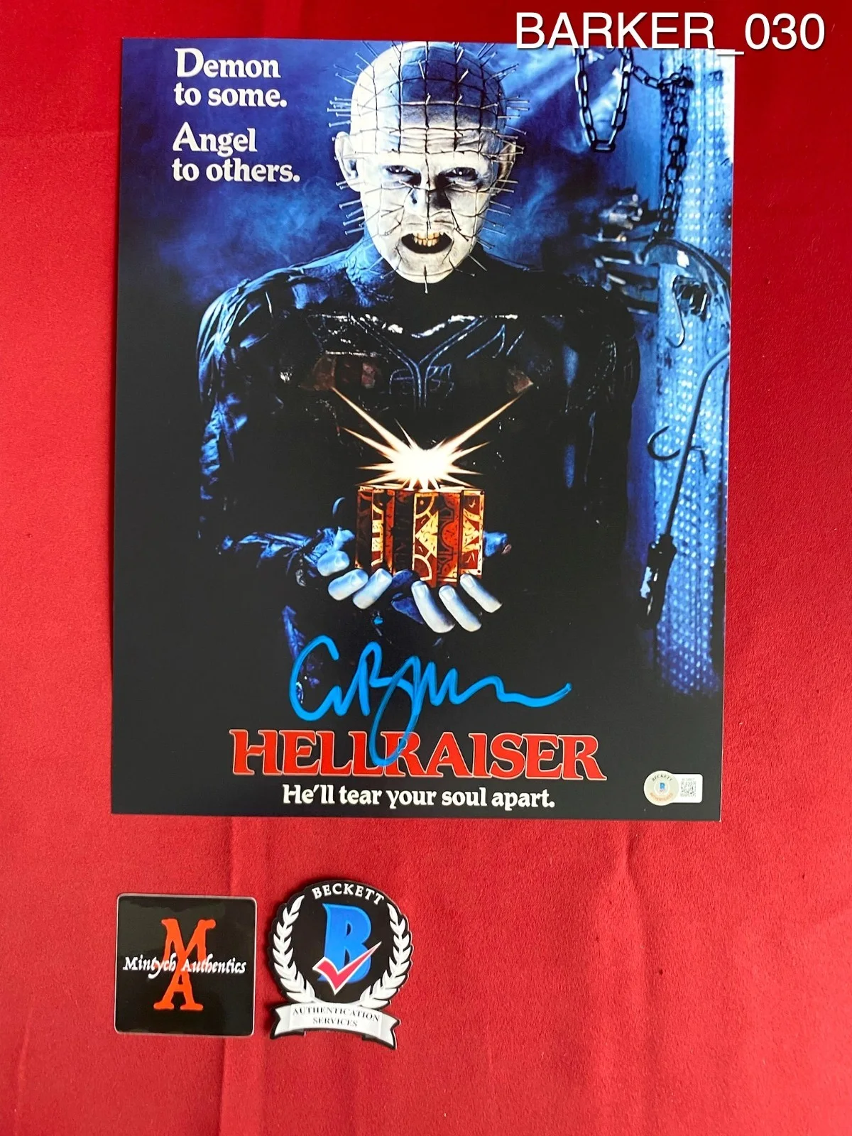 Clive Barker — Clive Barker autographed signed Hellraiser 11x14 photo Pinhead Beckett horror