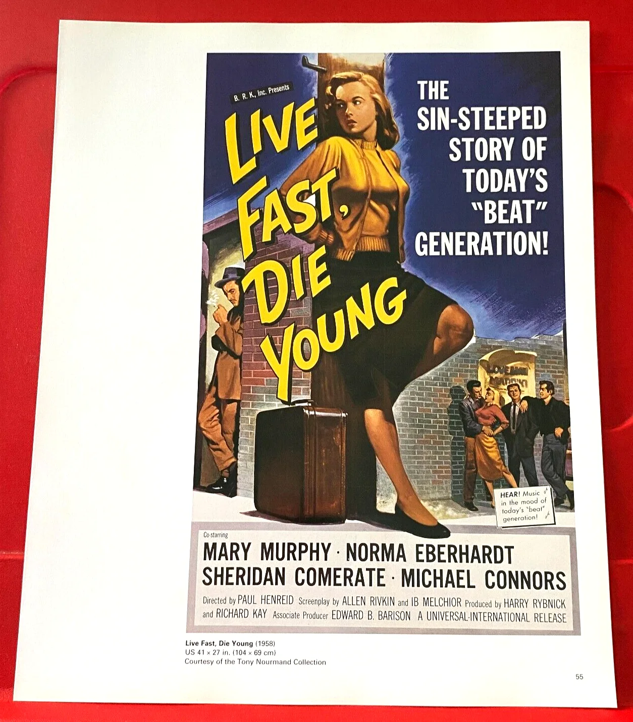Dragstrip Riot/The Reckless Age Movie/Film Poster Art PICTURE / PRINT 12" x 9.5", изображение 2