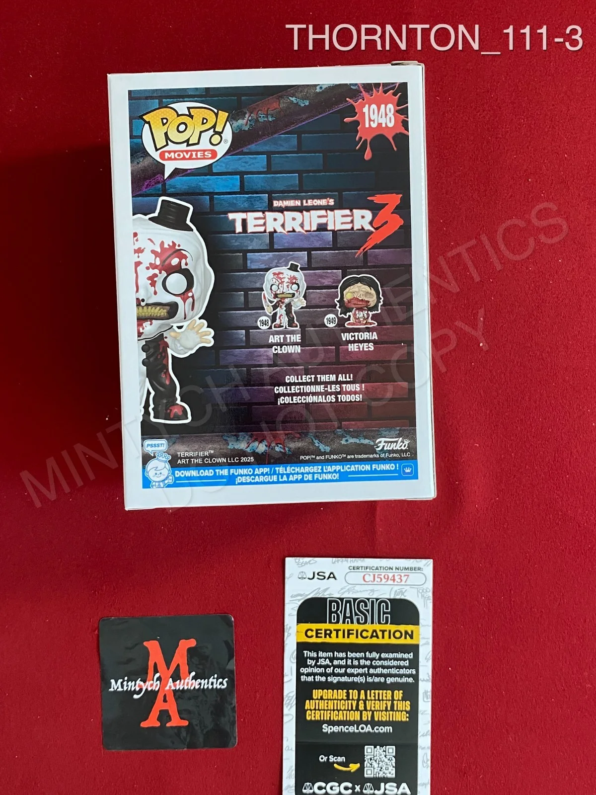 David Howard Thornton — David Howard Thornton Art the Clown signed Funko Pop #1948 Terrifier 3 JSA COA, изображение 3