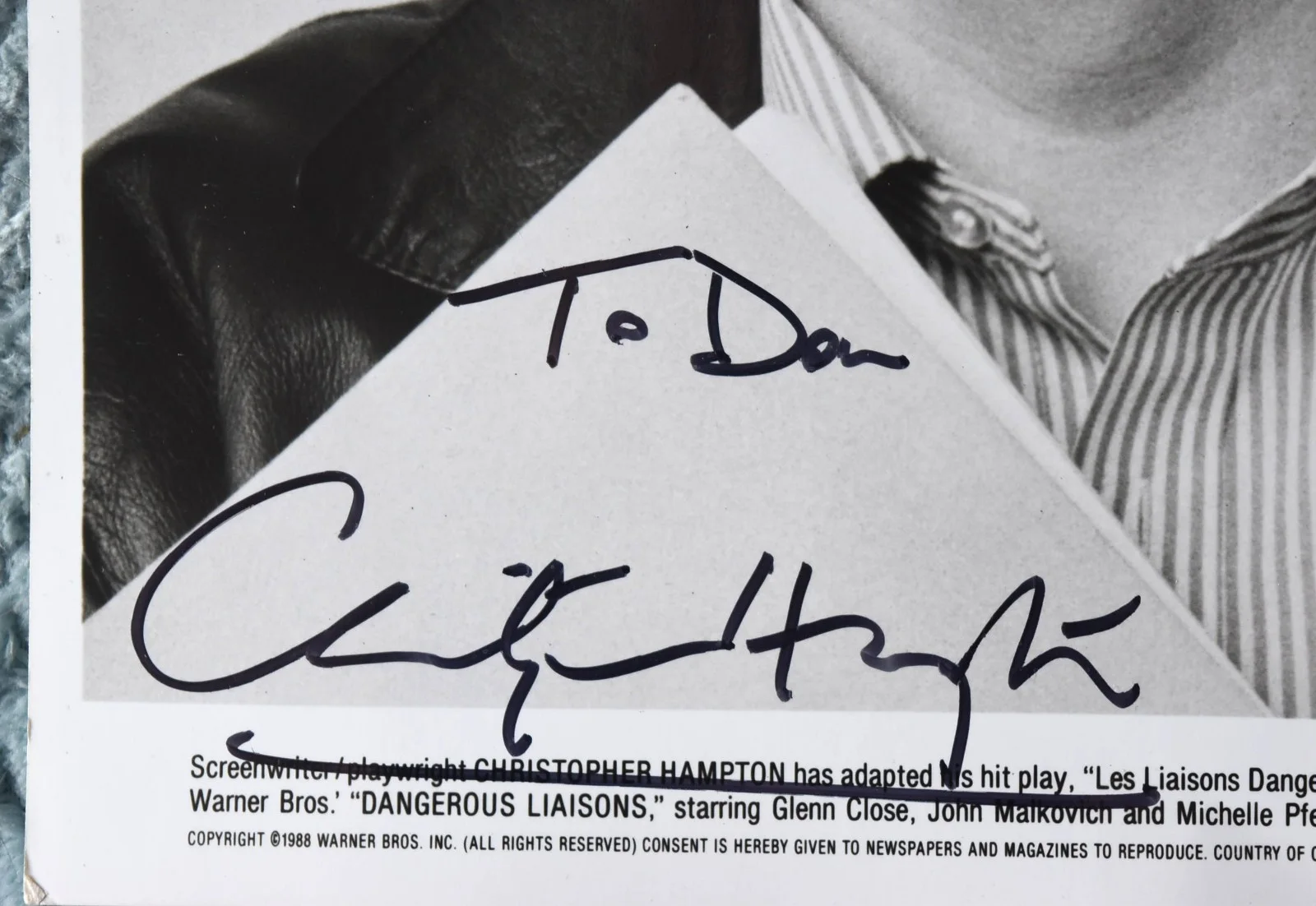 Christopher Hampton "Dangerous Liaisons" Hand Signed Photo 8"X10", image 2