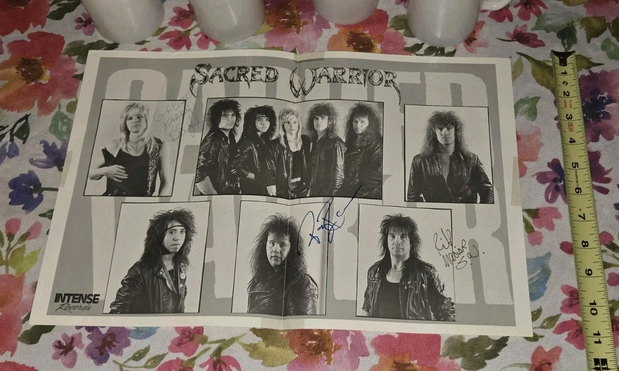 Sacred Warrior SIGNED AUTOGRAPHED PROMO POSTER Intense Records CHRISTIAN METAL, image 2