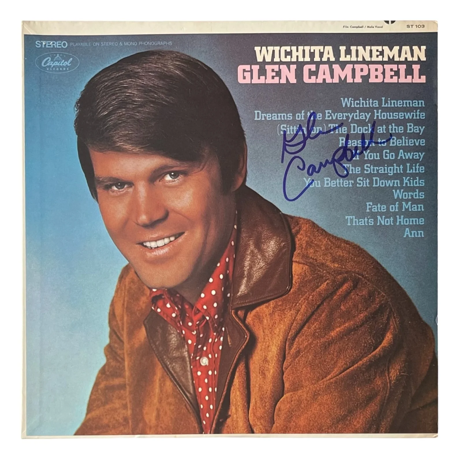 GLEN CAMPBELL Signed WICHITA LINEMAN Vinyl Record ROGER EPPERSON COA, image 2