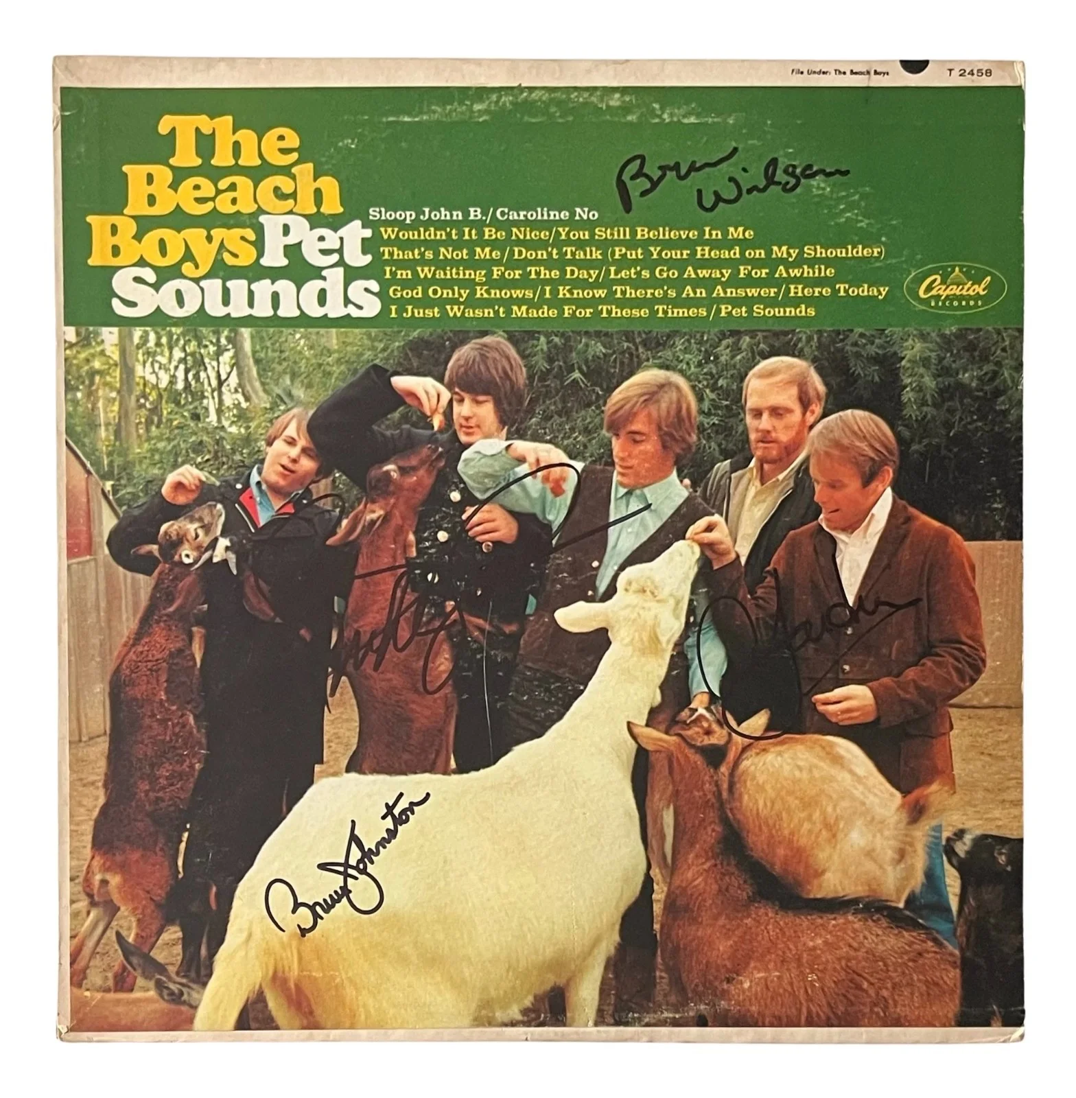 THE BEACH BOYS x4 BRIAN WILSON Band Signed PET SOUNDS Vinyl Record EPPERSON COA, изображение 2