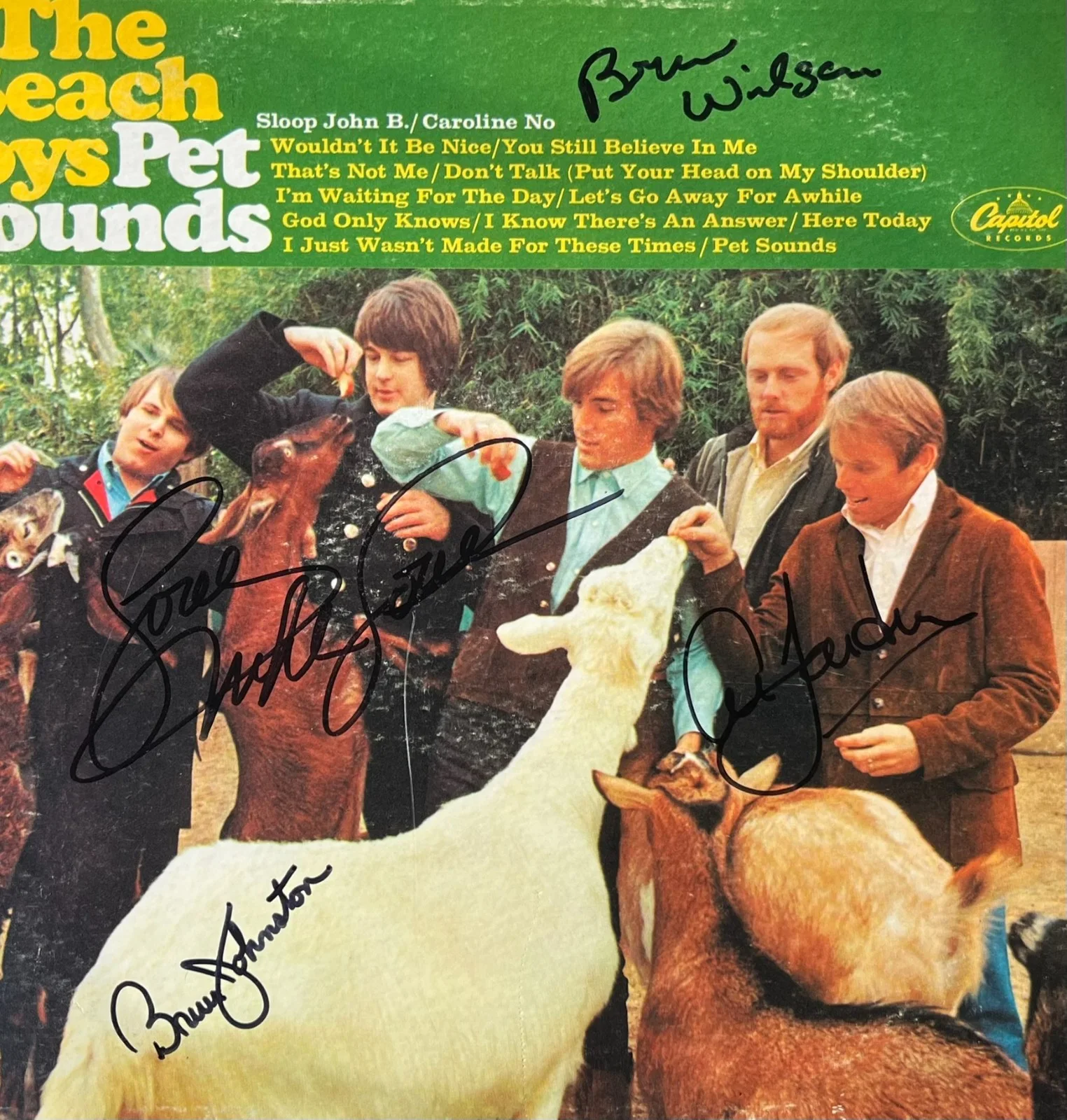 THE BEACH BOYS x4 BRIAN WILSON Band Signed PET SOUNDS Vinyl Record EPPERSON COA, изображение 3