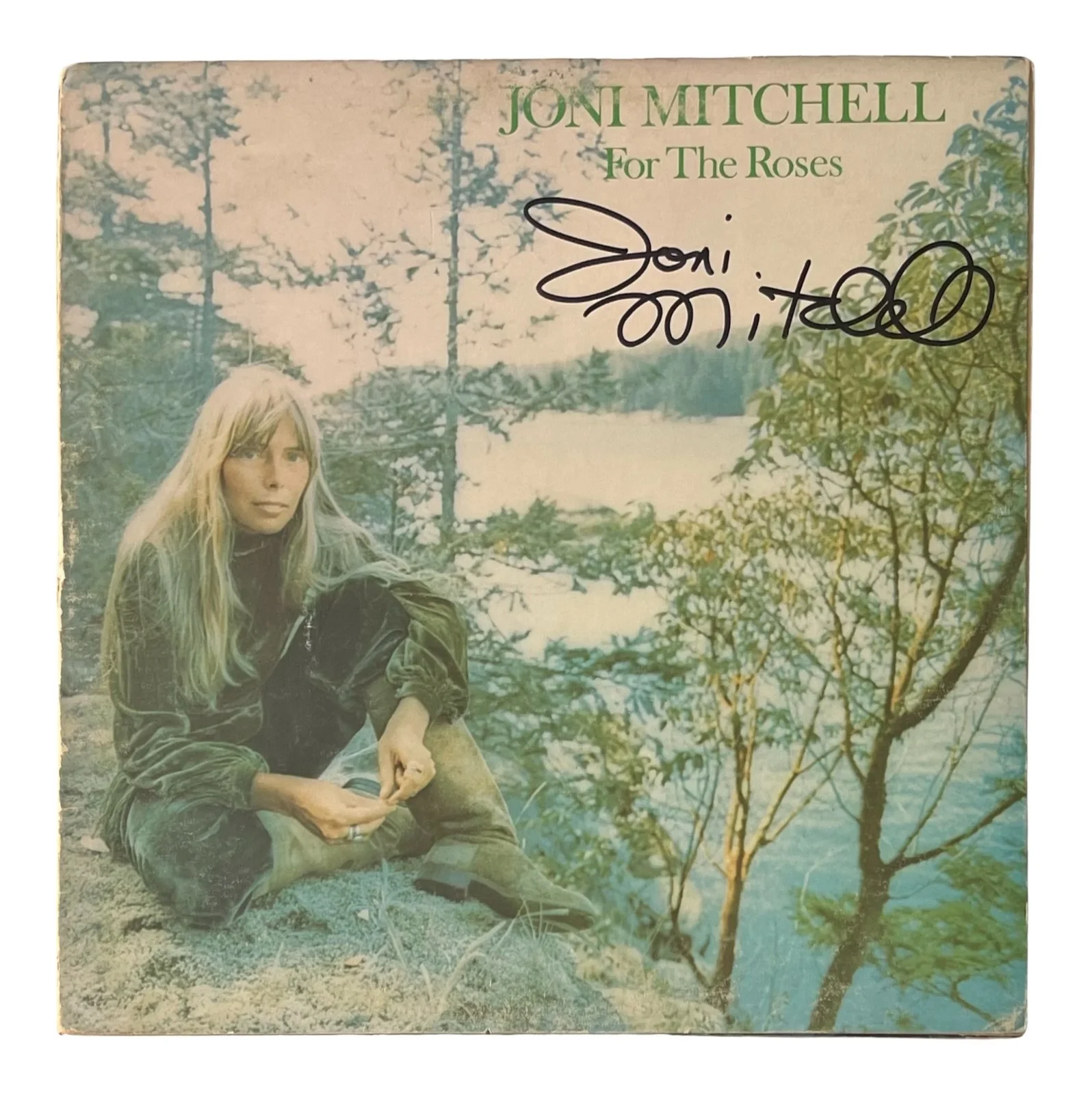 JONI MITCHELL Signed FOR THE ROSES Vinyl Record ROGER EPPERSON COA, image 2