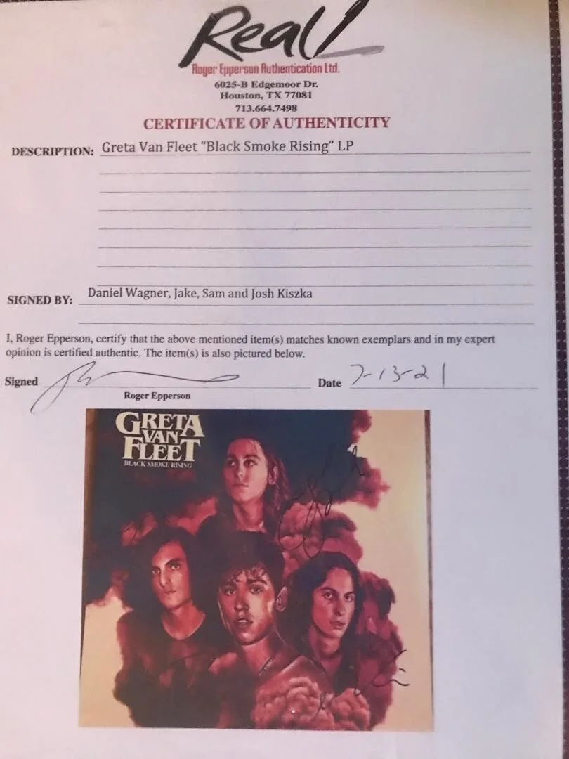 GRETA VAN FLEET FULLY SIGNED "BLACK SMOKE RISING" LP FULL COA ROGER EPPERSON, image 4