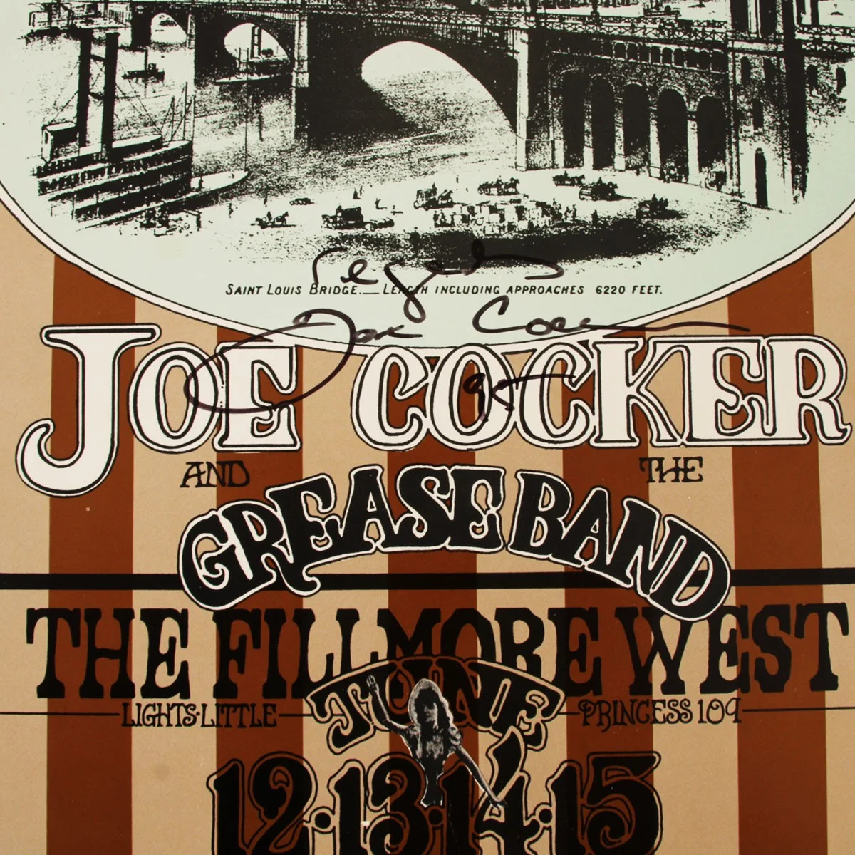 Joe Cocker Roger McGuinn Signed The Byrd’s Bill Graham Concert Poster No.177 ..., image 3