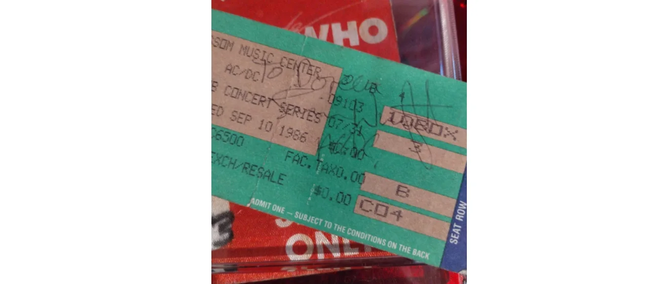 AC DC FULLY SIGNED TICKET FROM 86' TOUR FULL COA ROGER EPPERSON, image 2