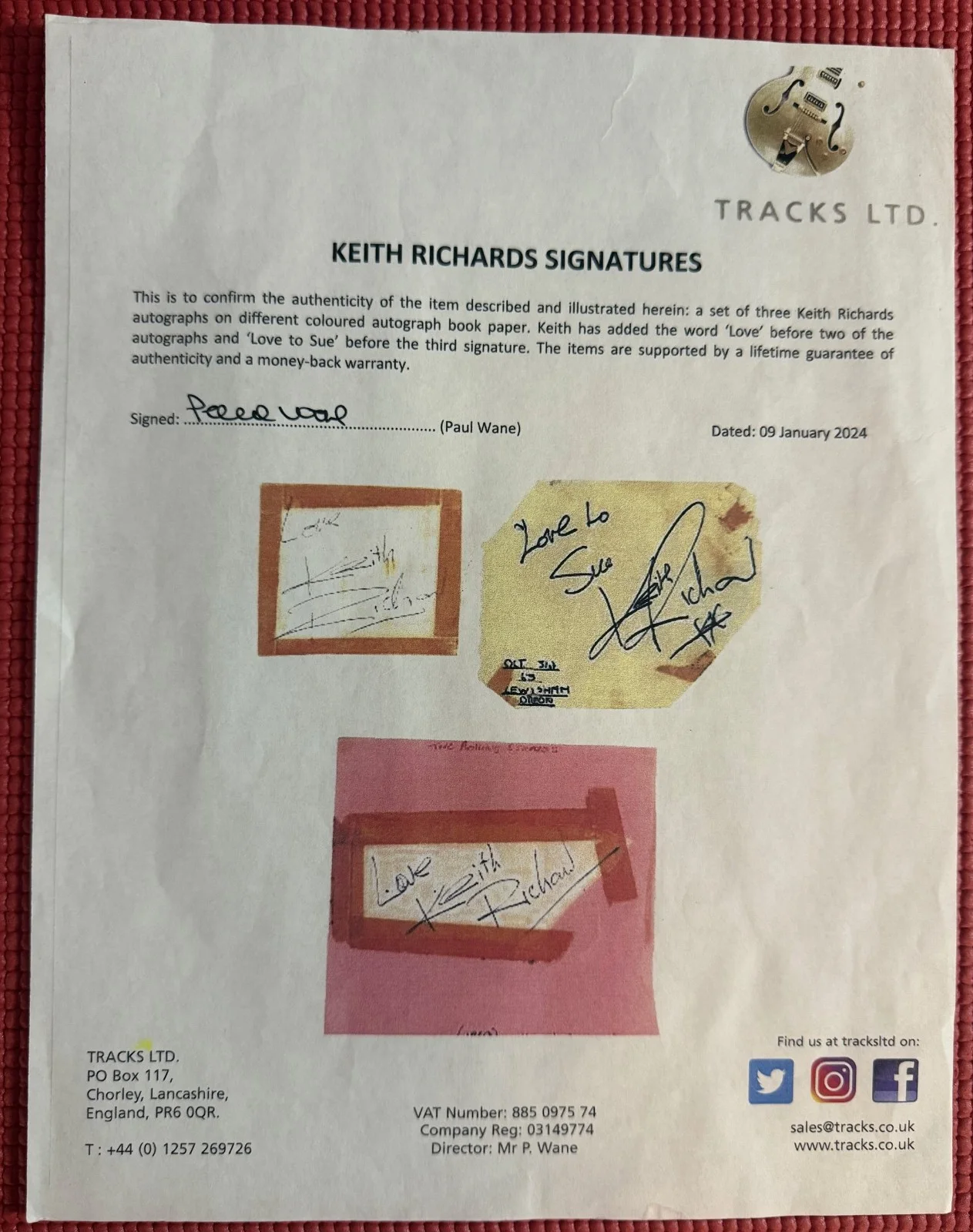 BECKETT slabbed & signed KEITH RICHARDS autographed CUT Rolling Stones JAGGER, image 4