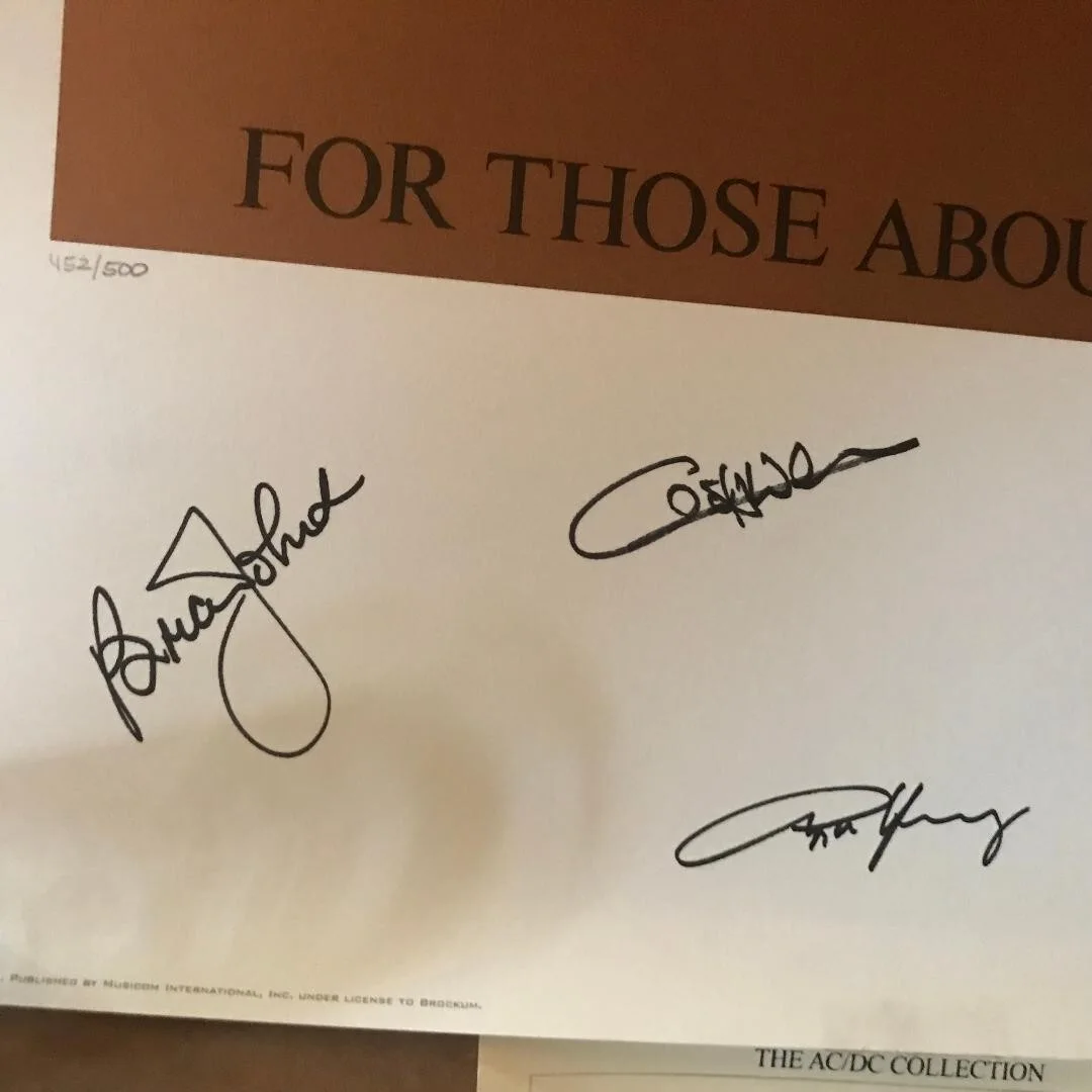 AC DC FULLY SIGNED FOR THOSE ABOUT TO ROCK LITHO X5 ORIGINAL COA INCLUDED AN PIC, image 4