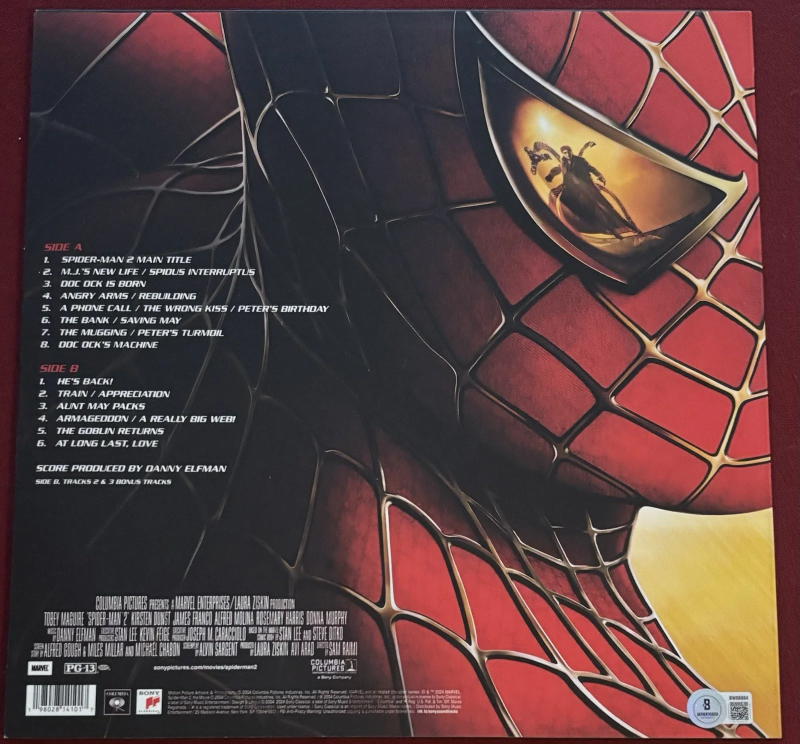 Danny Elfman Hand Signed Autographed "Spiderman" Vinyl Album LP Beckett COA Cert, image 2
