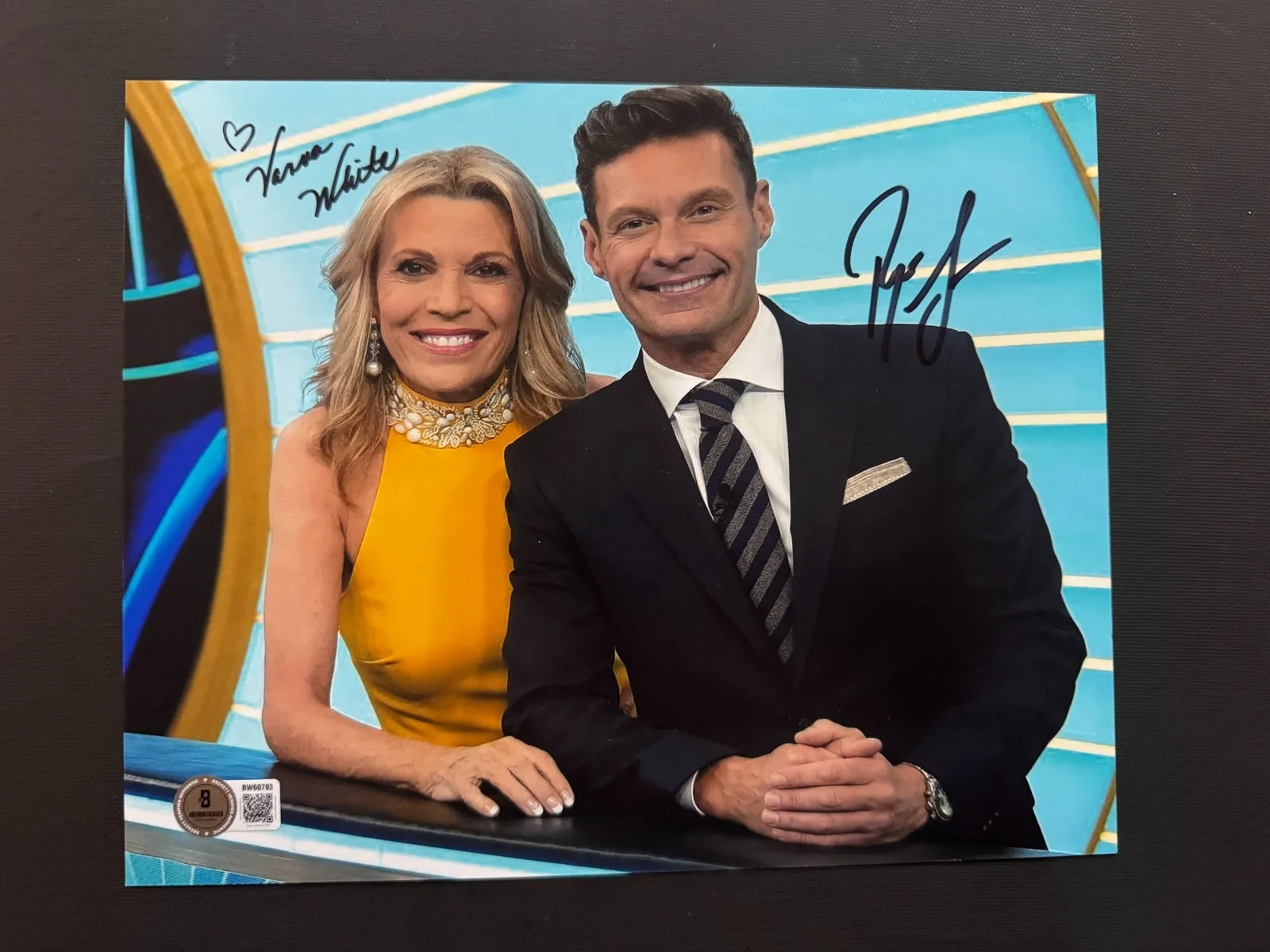Vanna White & Ryan Seacrest — Vanna White & Ryan Seacrest Rare autographed signed Wheel 8x10 photo Beckett BAS