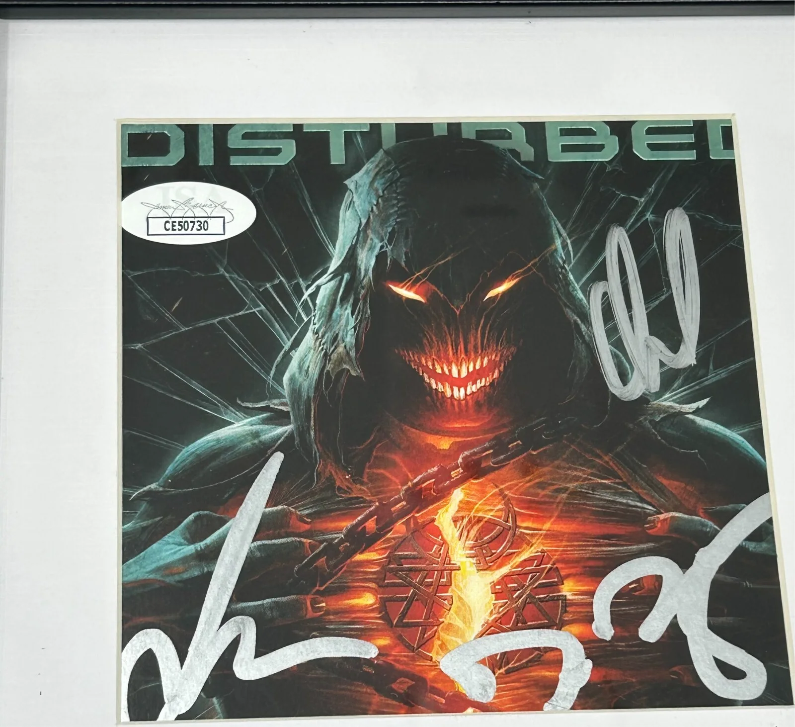 Disturbed signed Divisive CD Cover Framed JSA COA, image 2