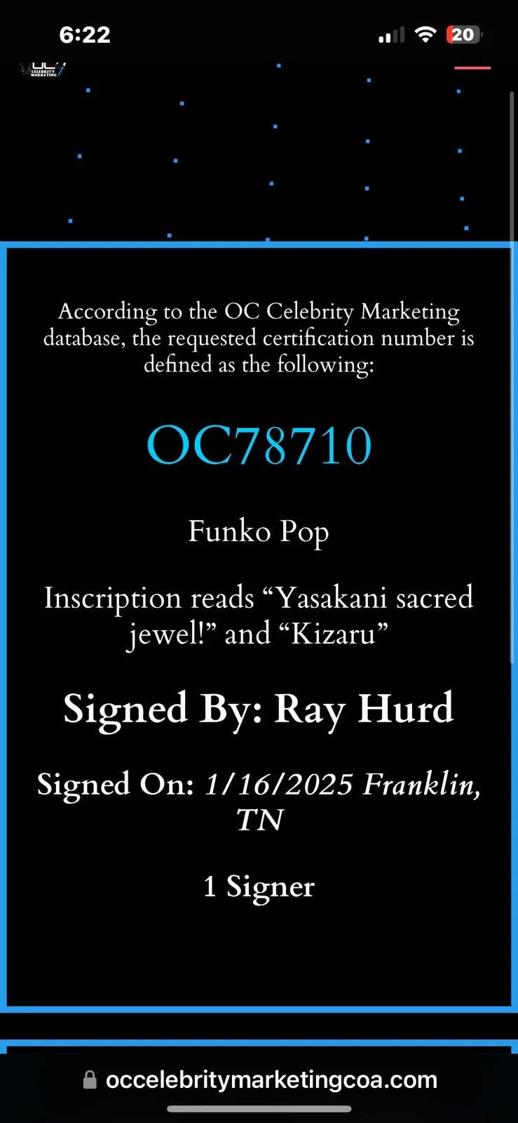 Ray Hurd — Funko Pop One Piece Borsalino 1786 Signed Autograph Ray Hurd Inscribed OCCM 8710, изображение 5