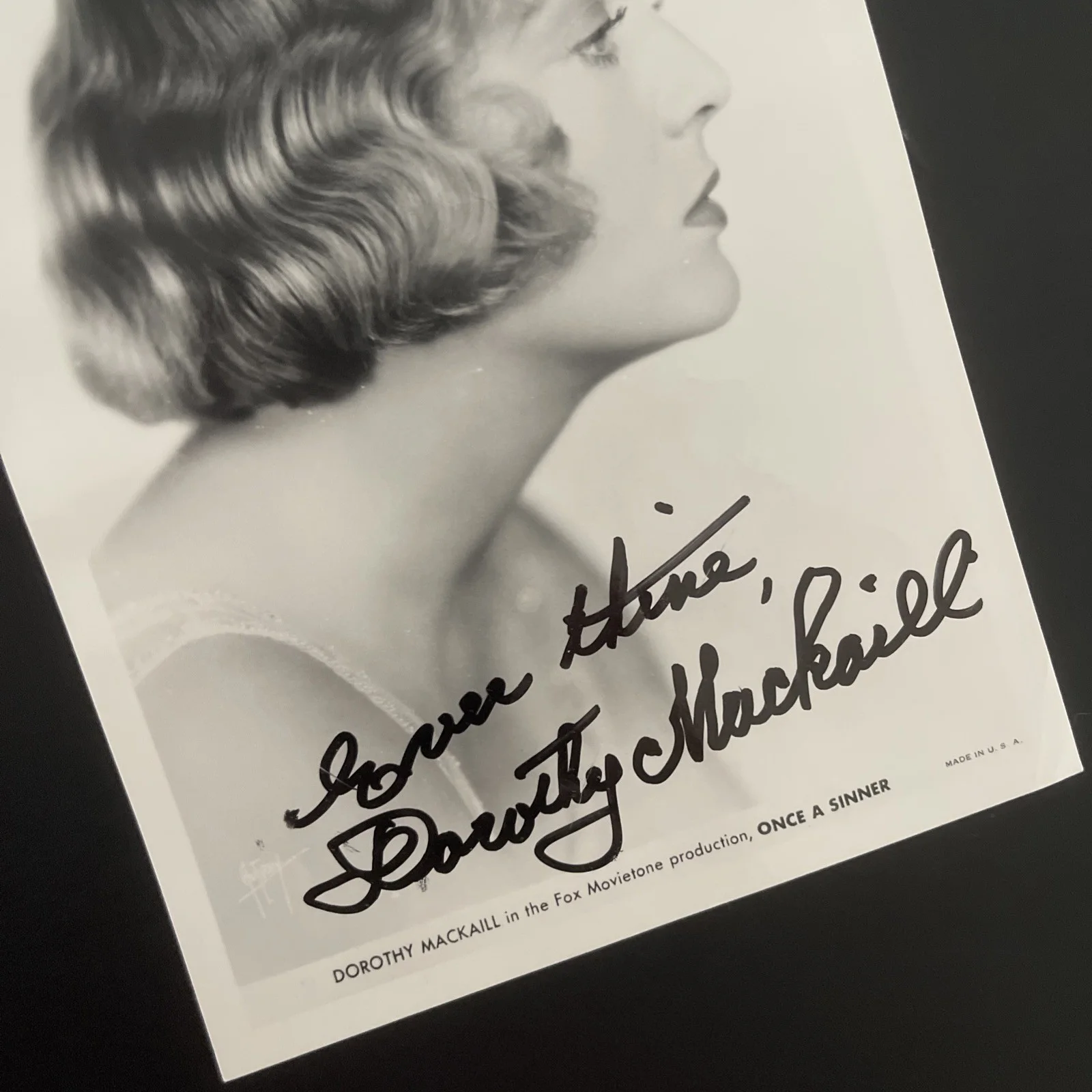 DOROTHY MACKAILL Once A Sinner: Hand Signed Celebrity Photo 5 x 7” / KSK, image 4