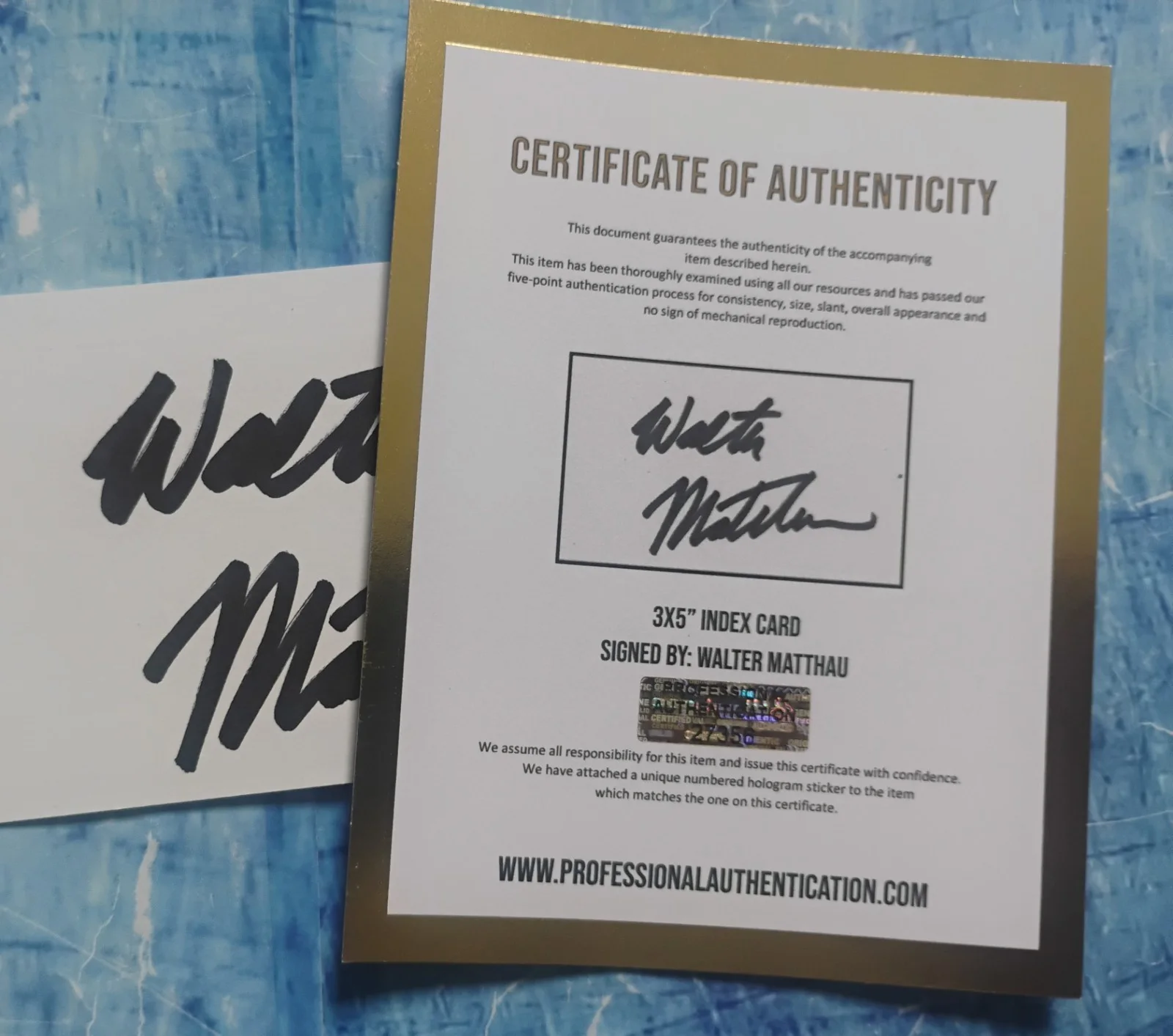 Walter Matthau Hand Signed Autograph COA Index Card NO US TARIFFS, image 4