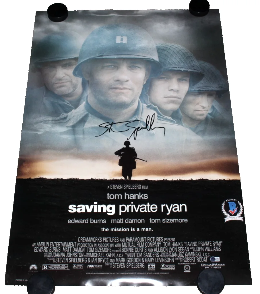 Steven Speilberg — STEVEN SPIELBERG SIGNED SAVING PRIVATE RYAN F/S 27x40 MOVIE POSTER BECKETT COA, изображение 2
