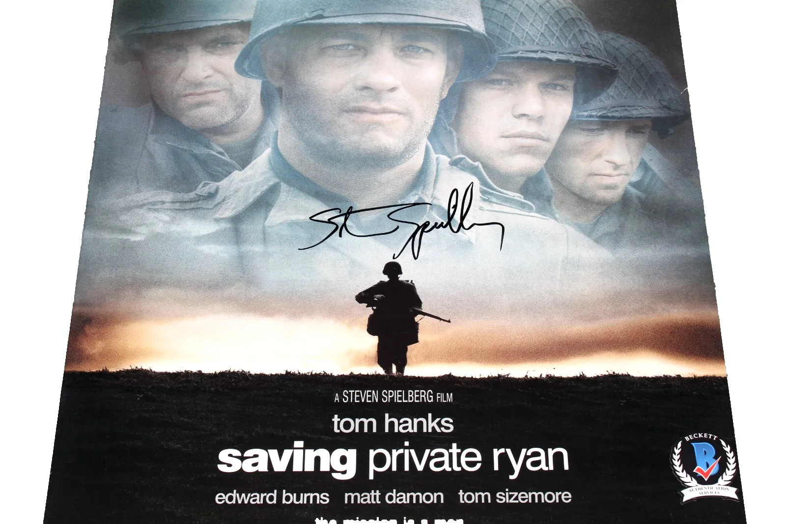 Steven Speilberg — STEVEN SPIELBERG SIGNED SAVING PRIVATE RYAN F/S 27x40 MOVIE POSTER BECKETT COA, изображение 3