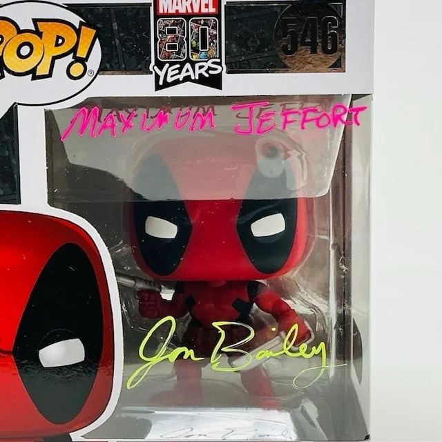 Jon Bailey — Jon Bailey Autographed Voice Actor Deadpool Marvel 80 Years Funko Pop #546 SWAU, image 2