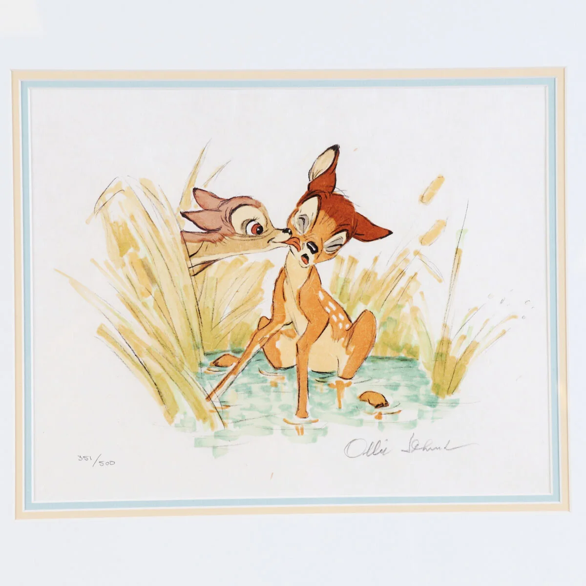 Ollie Johnston Signed Lithograph LE Bambi "The First Kiss", изображение 4