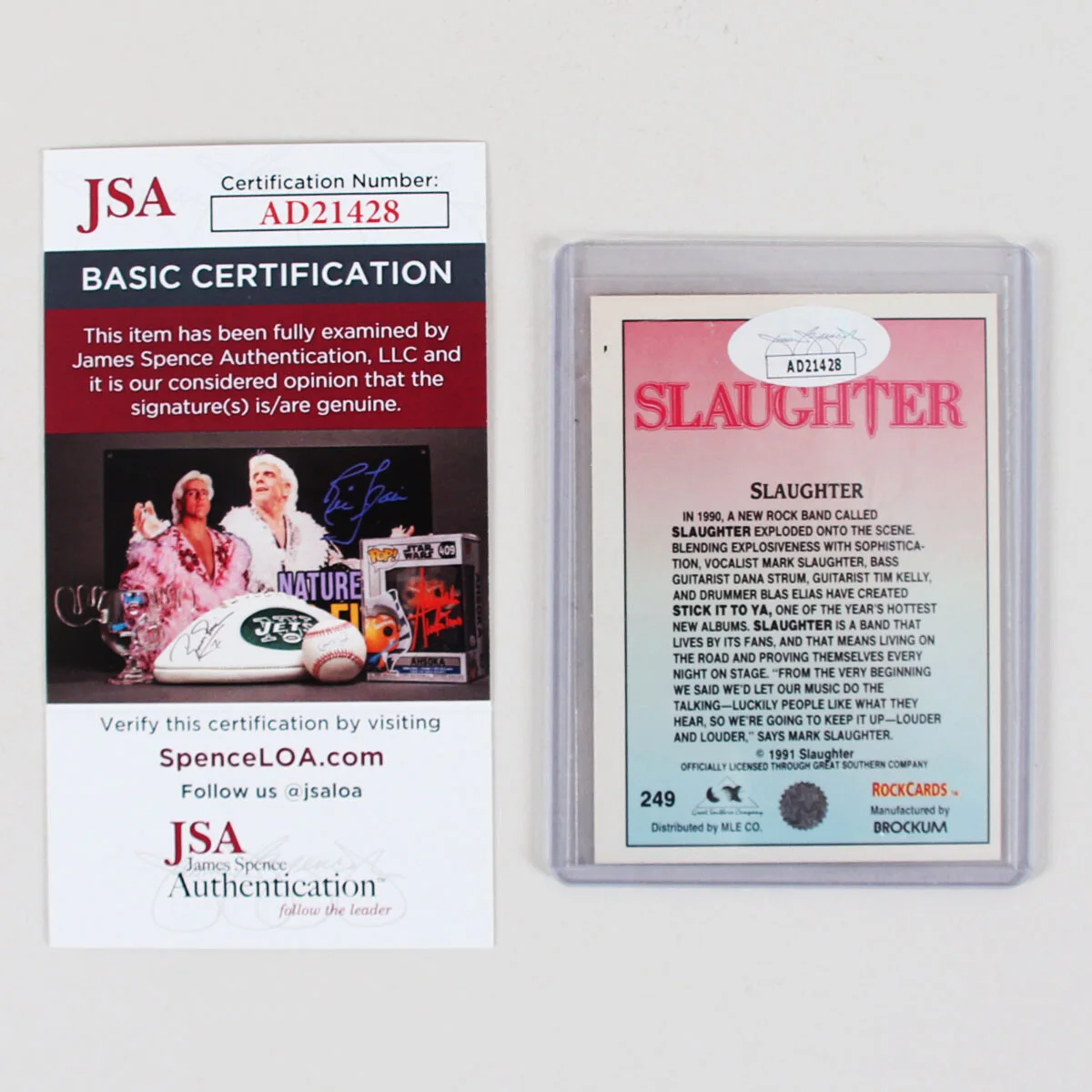 Blas Elias Signed Card Slaughter - COA JSA, image 3