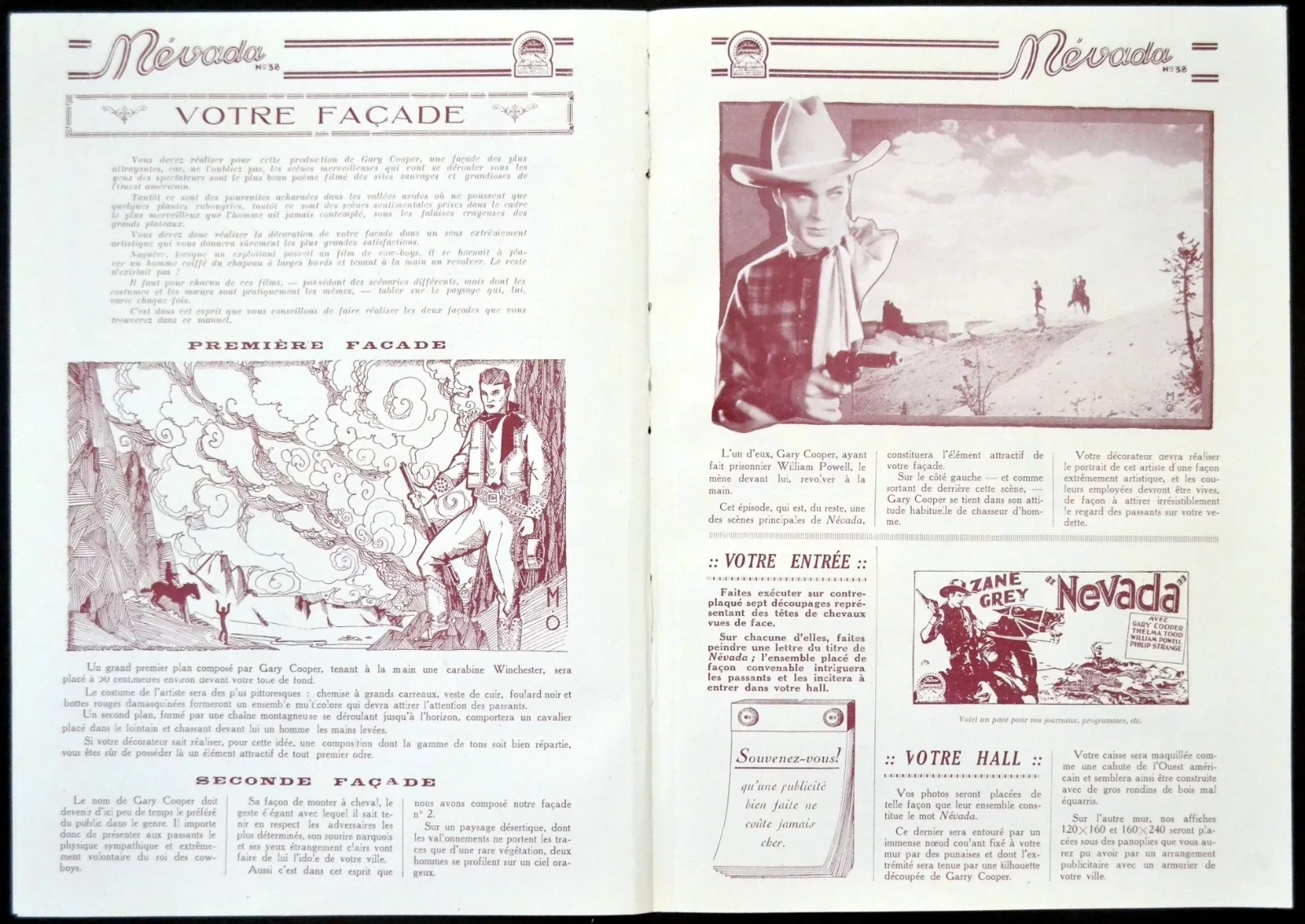 NEVADA 1927 Gary Cooper, Thelma Todd, William Powell FRENCH PRESSBOOK, изображение 3