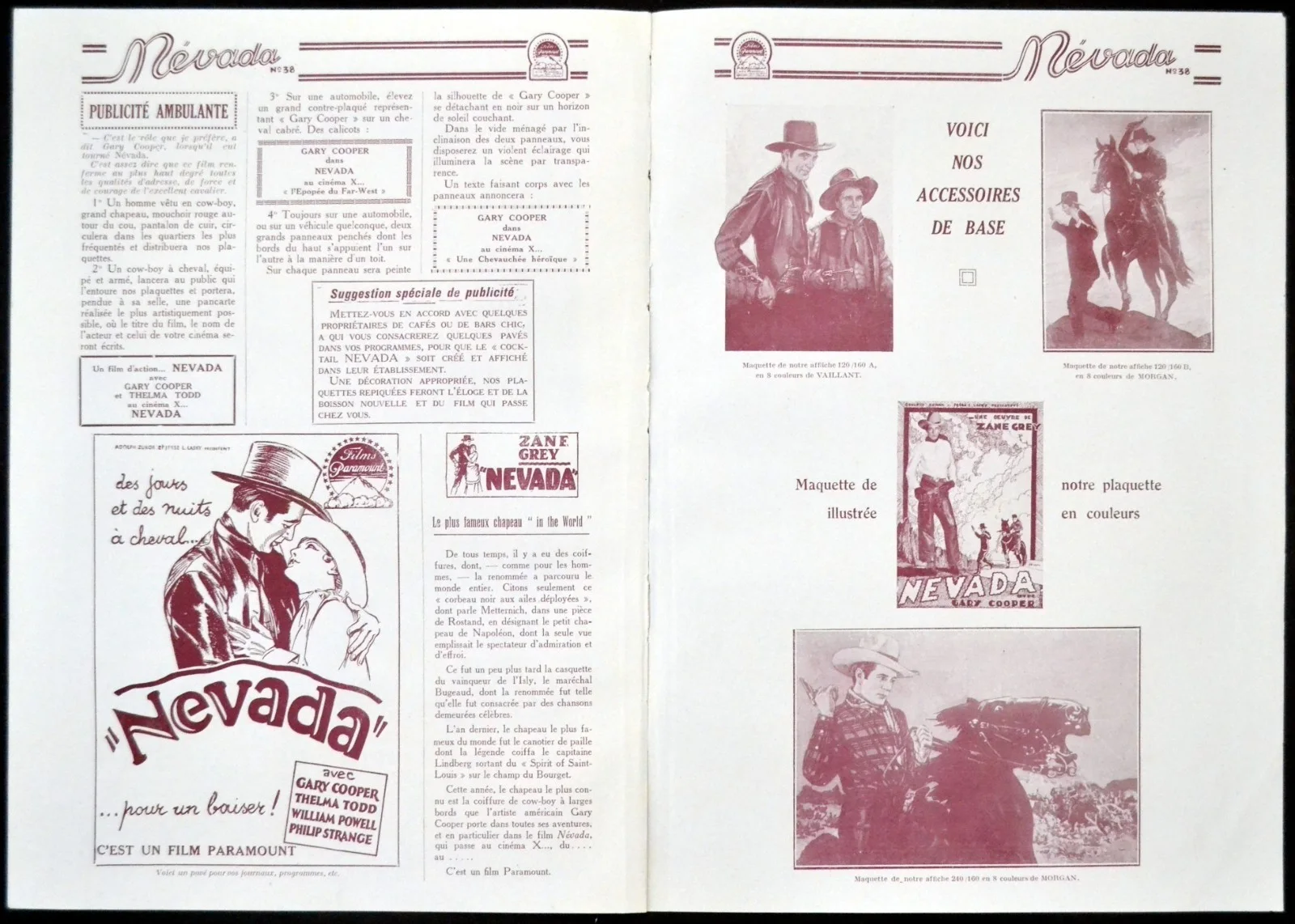 NEVADA 1927 Gary Cooper, Thelma Todd, William Powell FRENCH PRESSBOOK, изображение 4