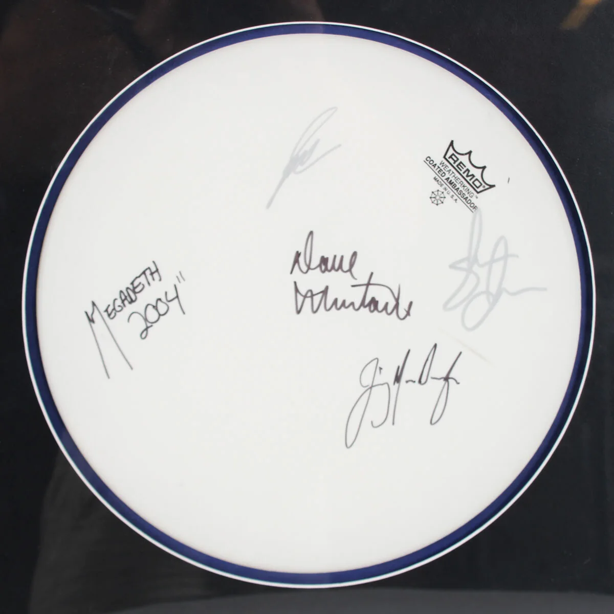 Megadeth 2004" Band Signed Drumhead Display (4) - COA JSA, image 2