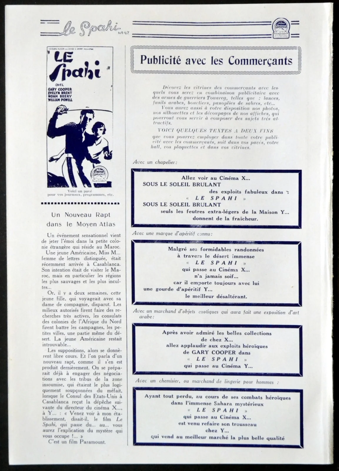 BEAU SABREUR 1928 Gary Cooper, Evelyn Brent, Noah Beery FRENCH PRESSBOOK, image 5