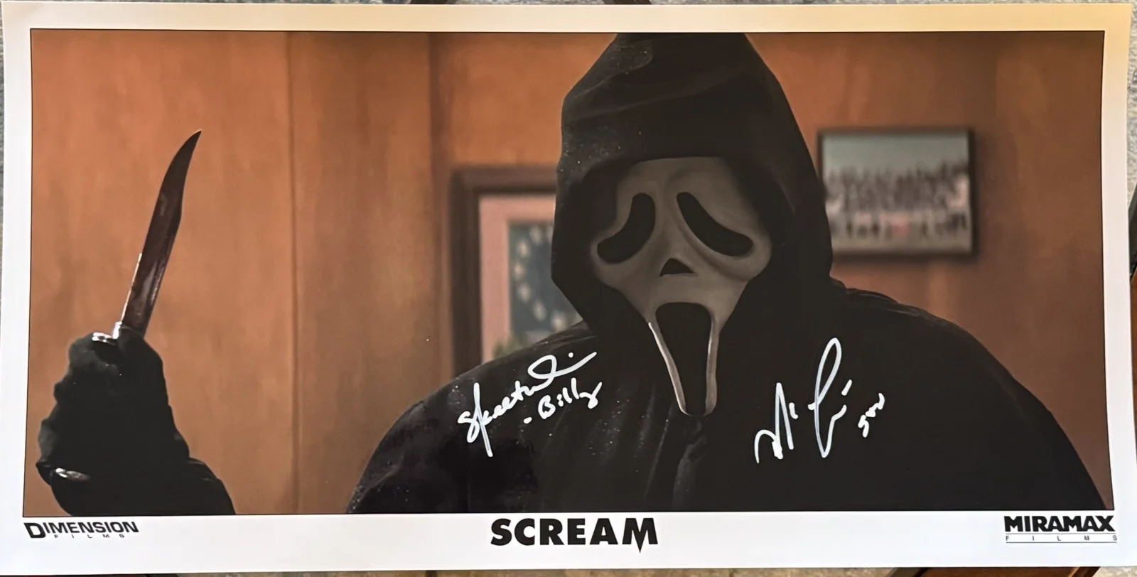 Skeet Ulrich and Matthew Lillard — Scream (1996) Custom Metallic 10x20 Signed by Matthew Lillard and Skeet Ulrich