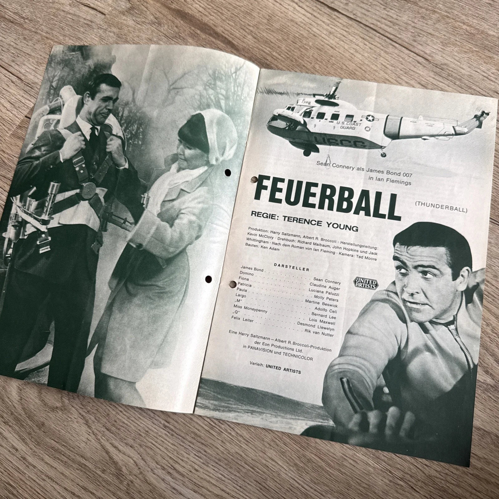Rare German THUNDERBALL Movie Cinema Programme Sean Connery James Bond 007, изображение 2