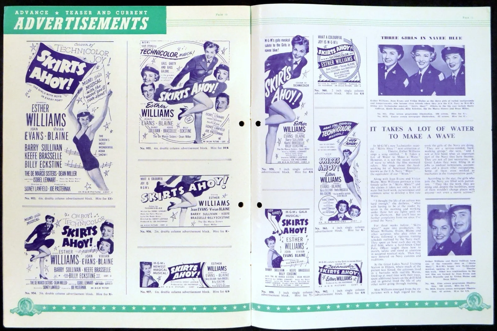 SKIRTS AHOY! 1952 Esther Williams, Joan Evans, Vivian Blaine UK PRESSBOOK, изображение 2