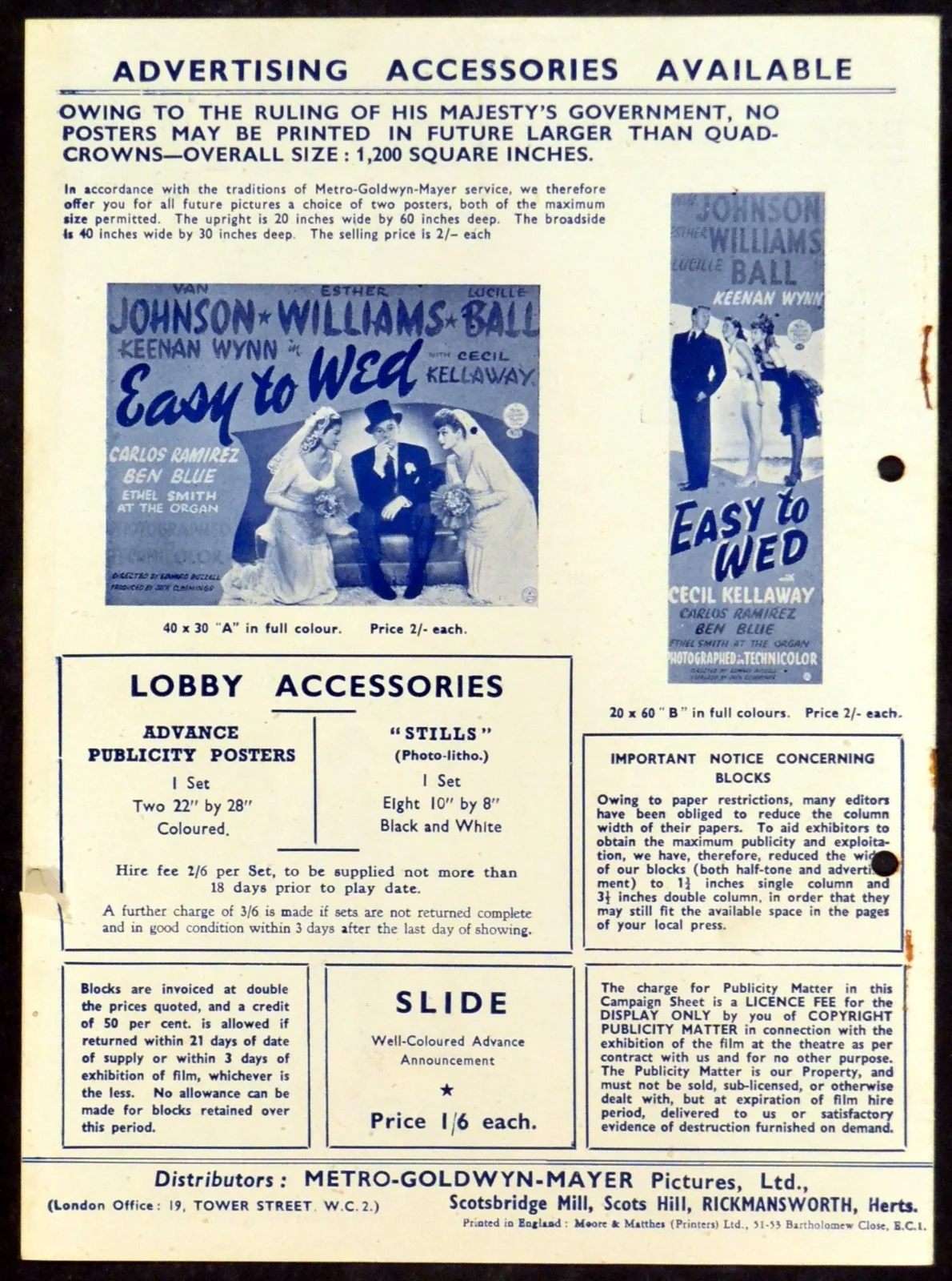 EASY TO WED 1946 Van Johnson, Esther Williams, Lucille Ball UK PRESSBOOK, изображение 4