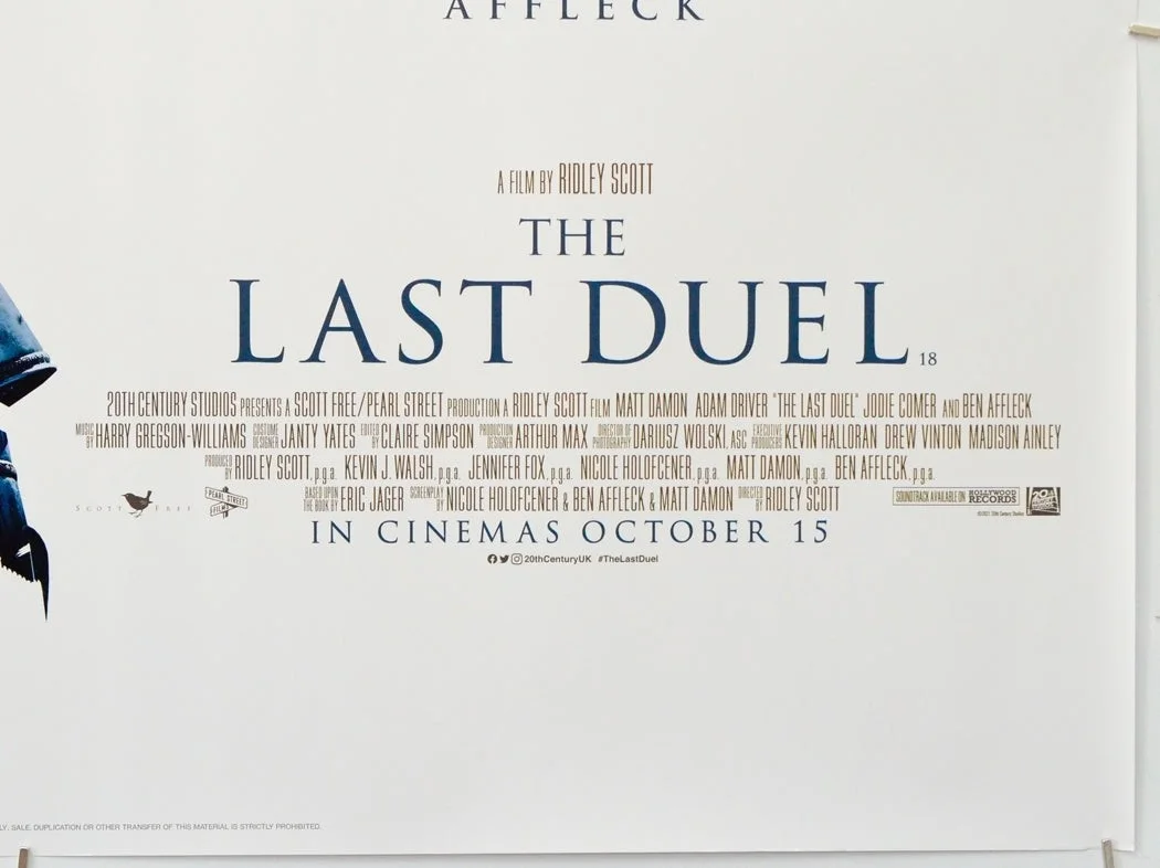 THE LAST DUEL (2021) Original Cinema Quad Movie Poster - Matt Damon, Adam Driver, изображение 5