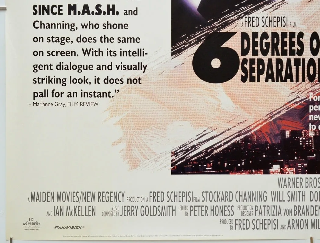 6 DEGREES OF SEPARATION (1995) Quad Film Poster - Will Smith, Stockard Channing, изображение 4