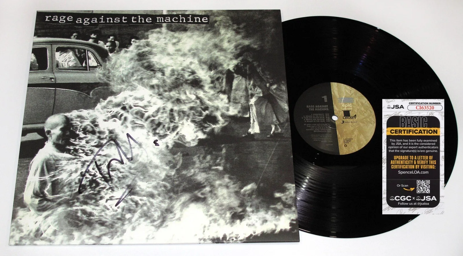 Tom Morello — Tom Morello signed "RAGE AGAINST THE MACHINE" Vinyl Album EXACT PROOF a JSA COA, image 5