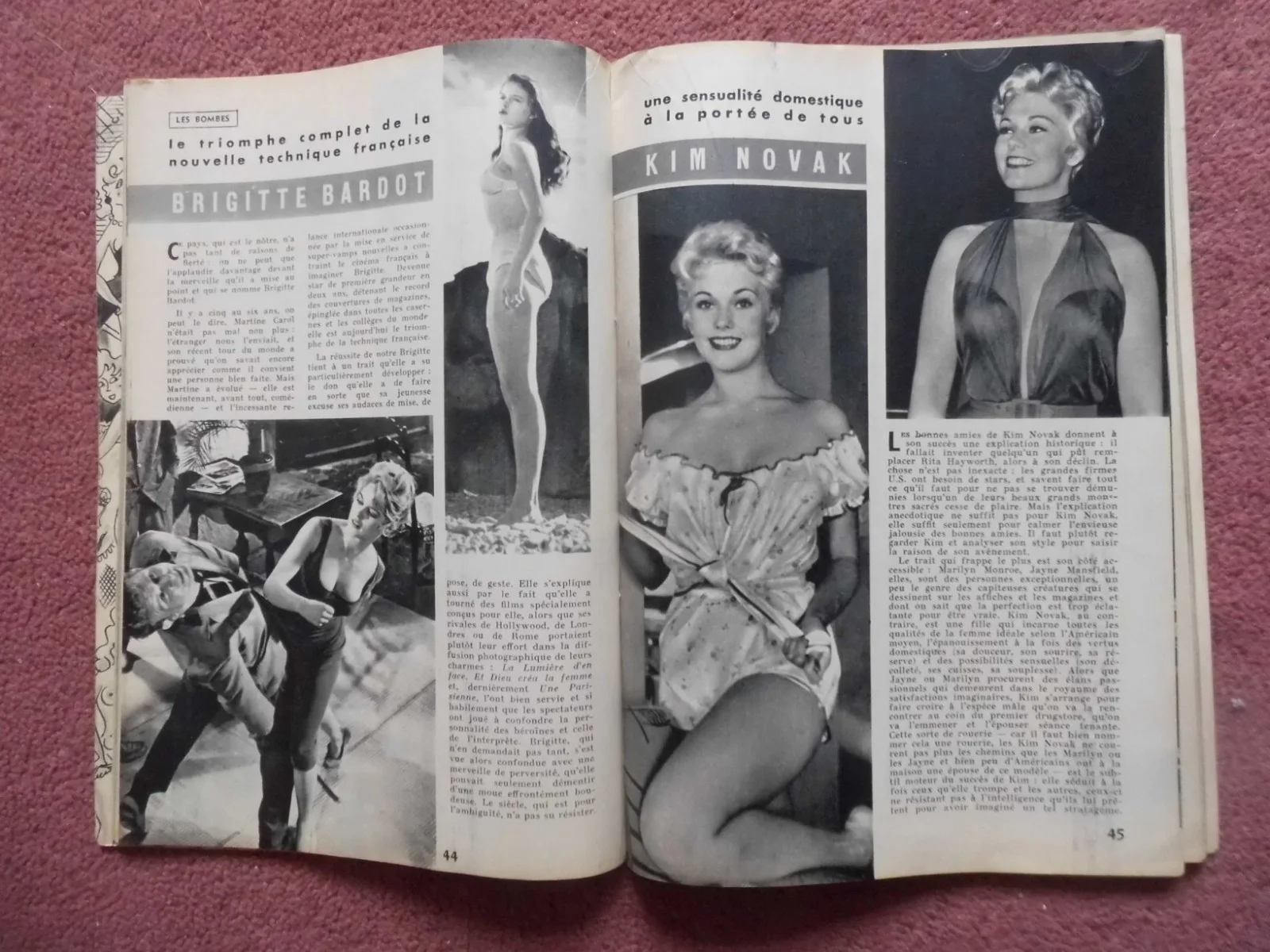 FROU FROU (1957) French mag KIM NOVAK,MARILYN MONROE,JAYNE MANSFIELD, DIANA DORS, изображение 4