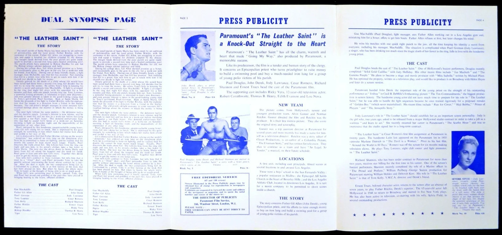 LEATHER SAINT 1956 Paul Douglas, John Derek, Jody Lawrance UK PRESSBOOK, изображение 2