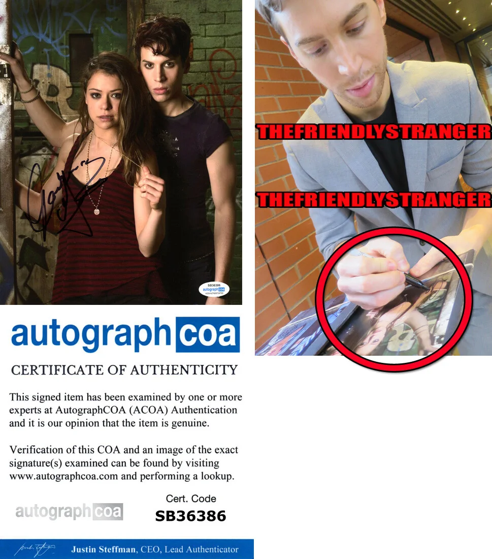 JORDAN GAVARIS — Jordan Gavaris signed "ORPHAN BLACK" 8x10 Photo EXACT PROOF d Felix ACOA COA