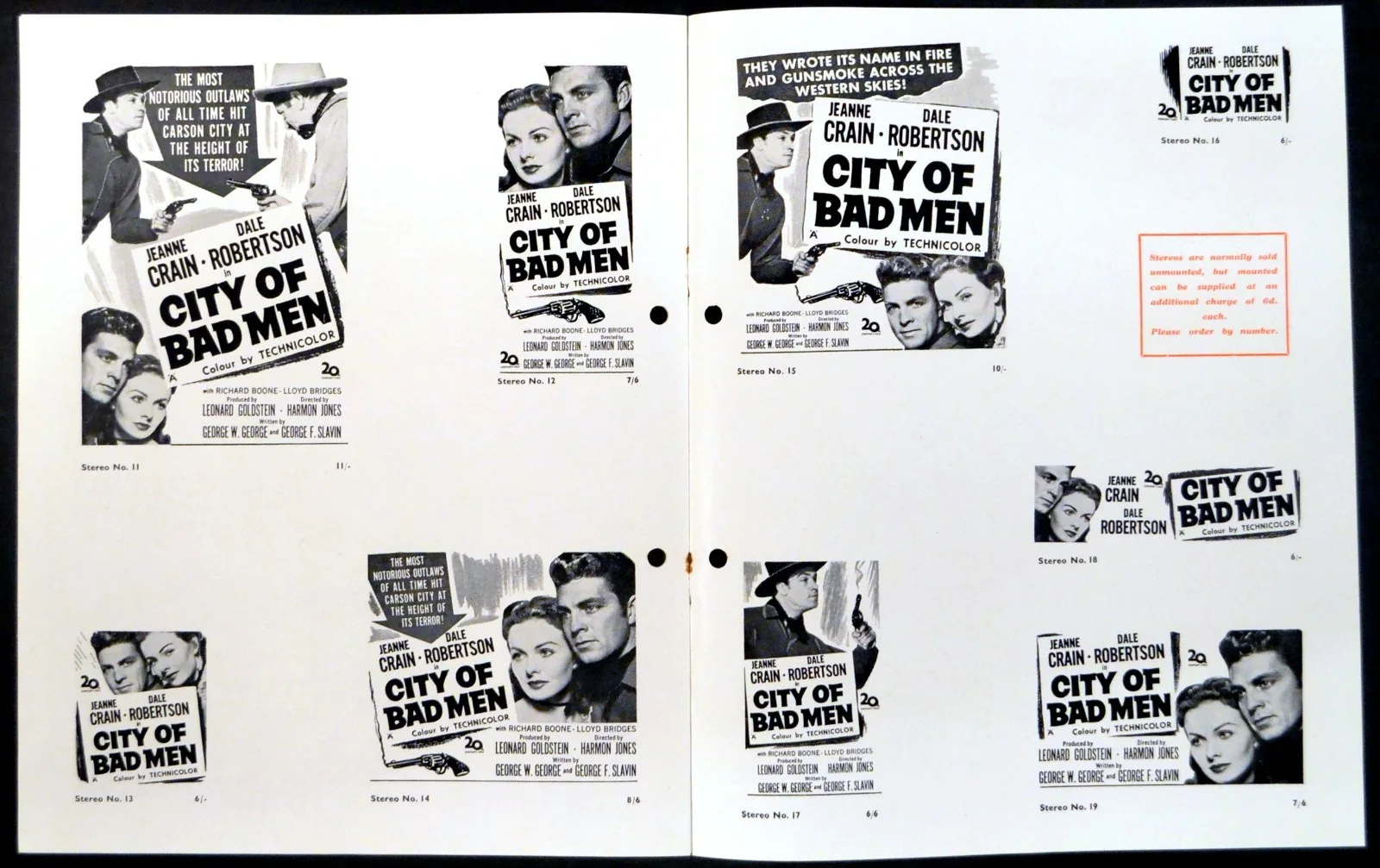 CITY OF BAD MEN 1953 Jeanne Crain, Dale Robertson Richard Boone UK CAMPAIGN BOOK, изображение 3
