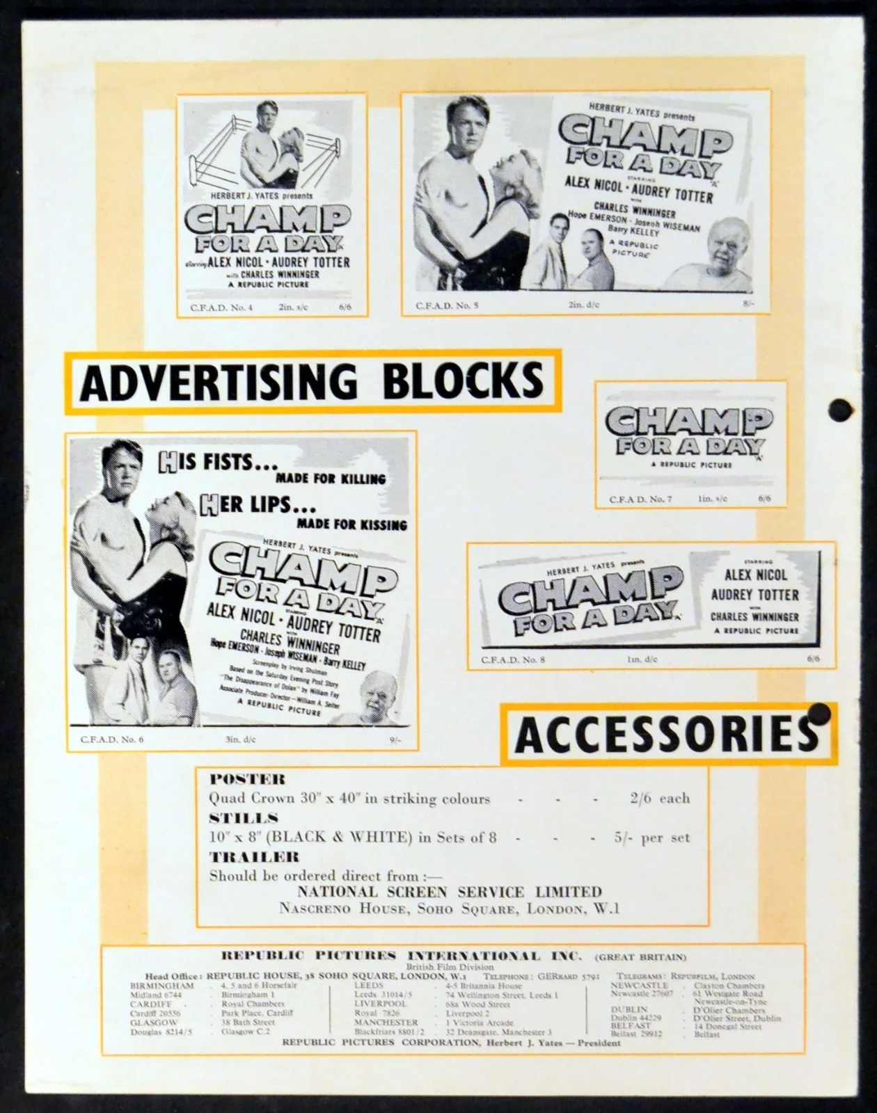 CHAMP FOR A DAY 1953 Alex Nicol, Audrey Totter, Charles Winninger CAMPAIGN BOOK, изображение 2
