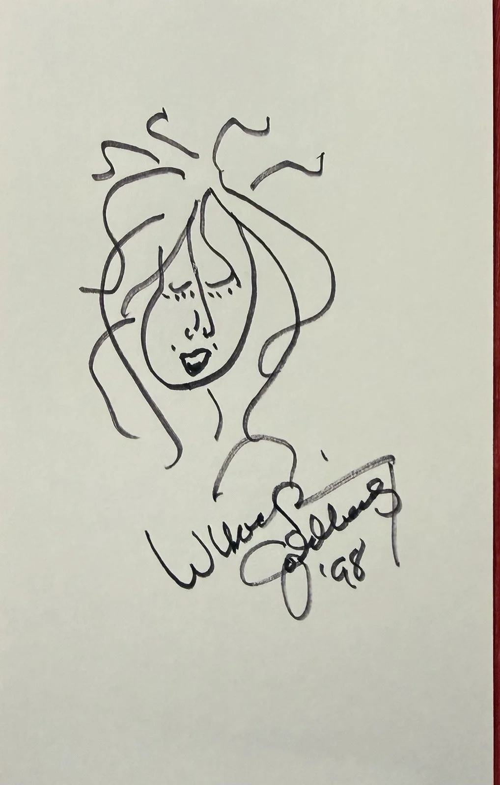 Whoopie Goldberg — Whoopi Goldberg Signed and Drawn 8”x5” Sketch With COA, image 2
