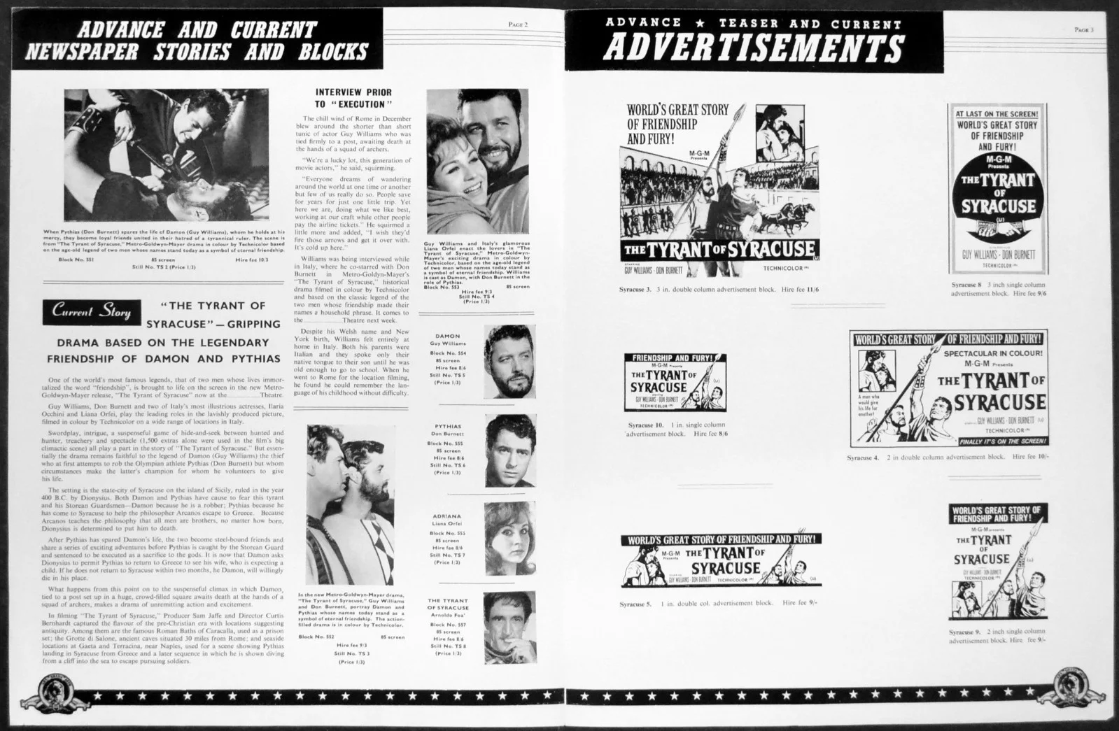 TYRANT OF SYRACUSE 1962 Guy Williams, Don Burnett, Ilaria Occhini UK PRESSBOOK, image 2