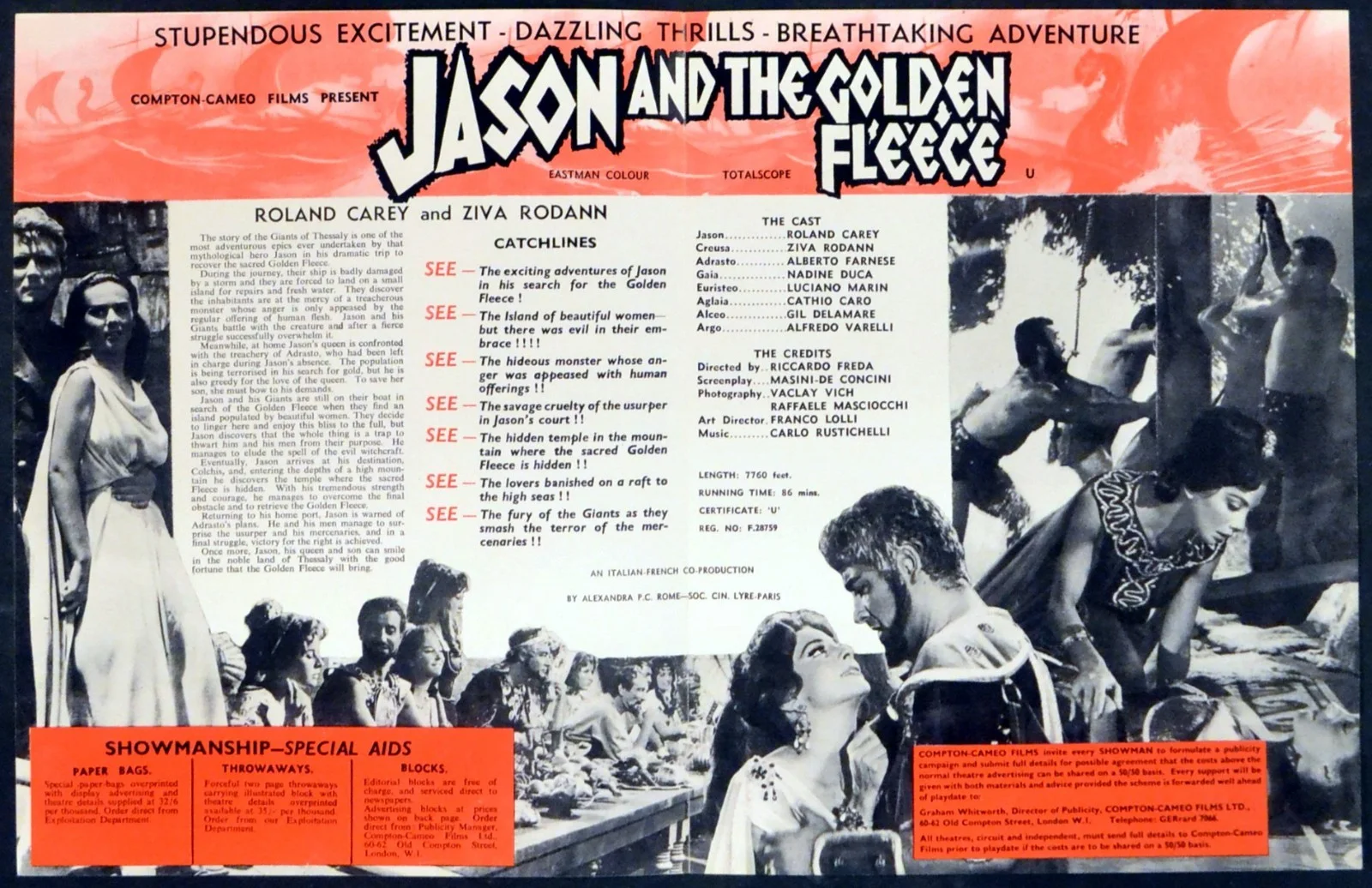 JASON AND THE GOLDEN FLEECE 1960 Roland Carey, Ziva Rodann UK CAMPAIGN BOOK, изображение 2