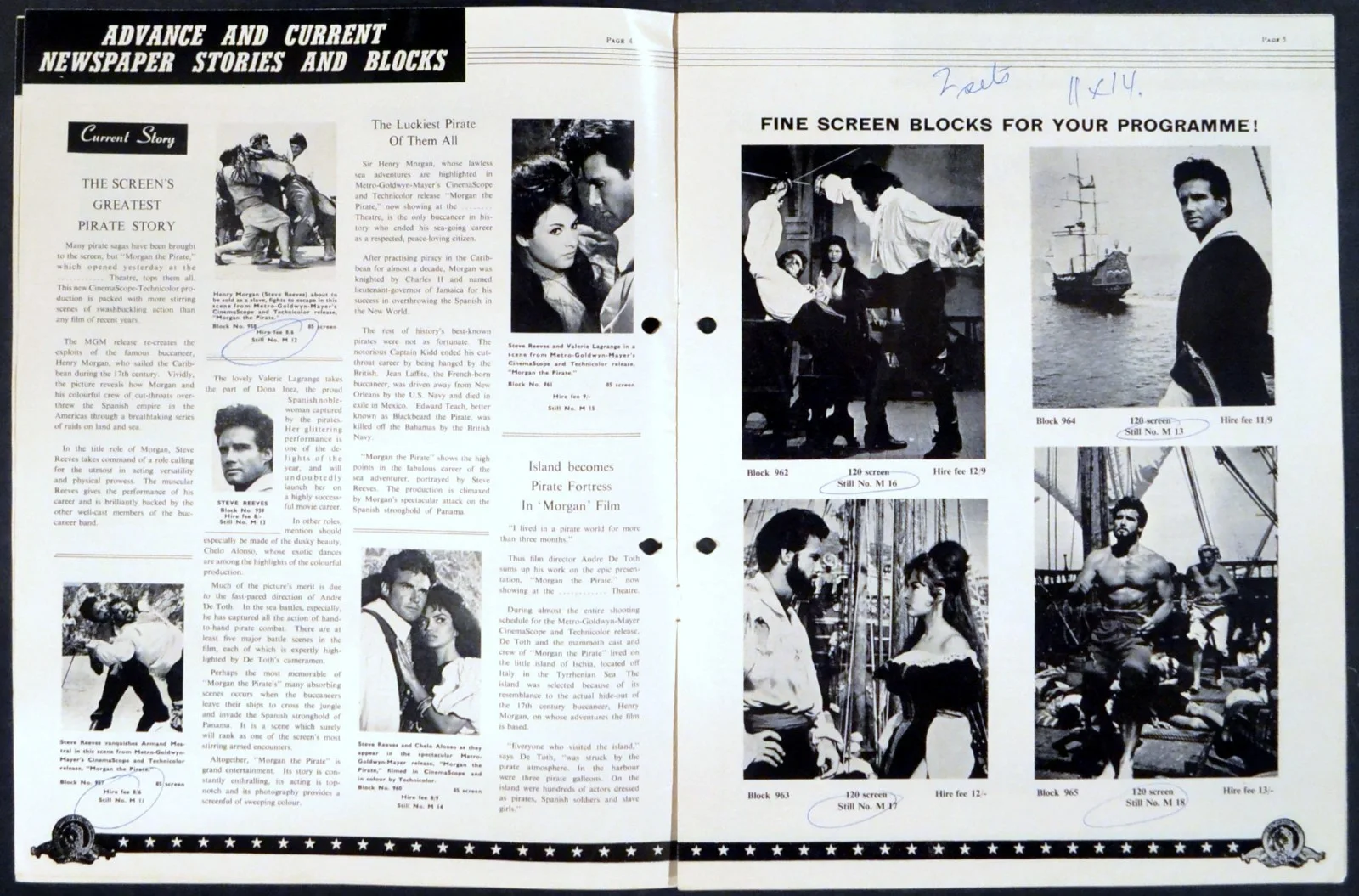 MORGAN THE PIRATE 1960 Steve Reeves, Valerie Lagrange, Ivo Garrani UK PRESSBOOK, изображение 2
