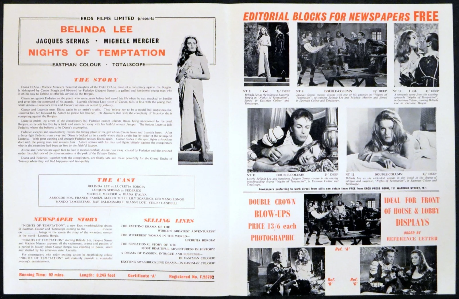 NIGHTS OF TEMPTATION 1960 Belinda Lee Michele Mercier UK PRESSBOOK, изображение 2