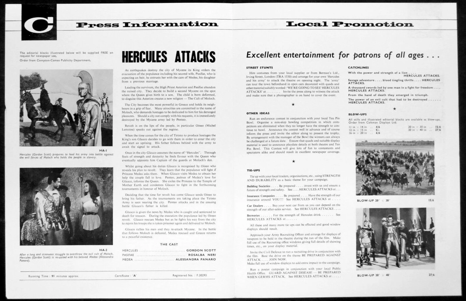 HERCULES ATTACKS 1963 Gordon Scott, Alessandra Panaro UK SHOWMAN’S GUIDE, image 2