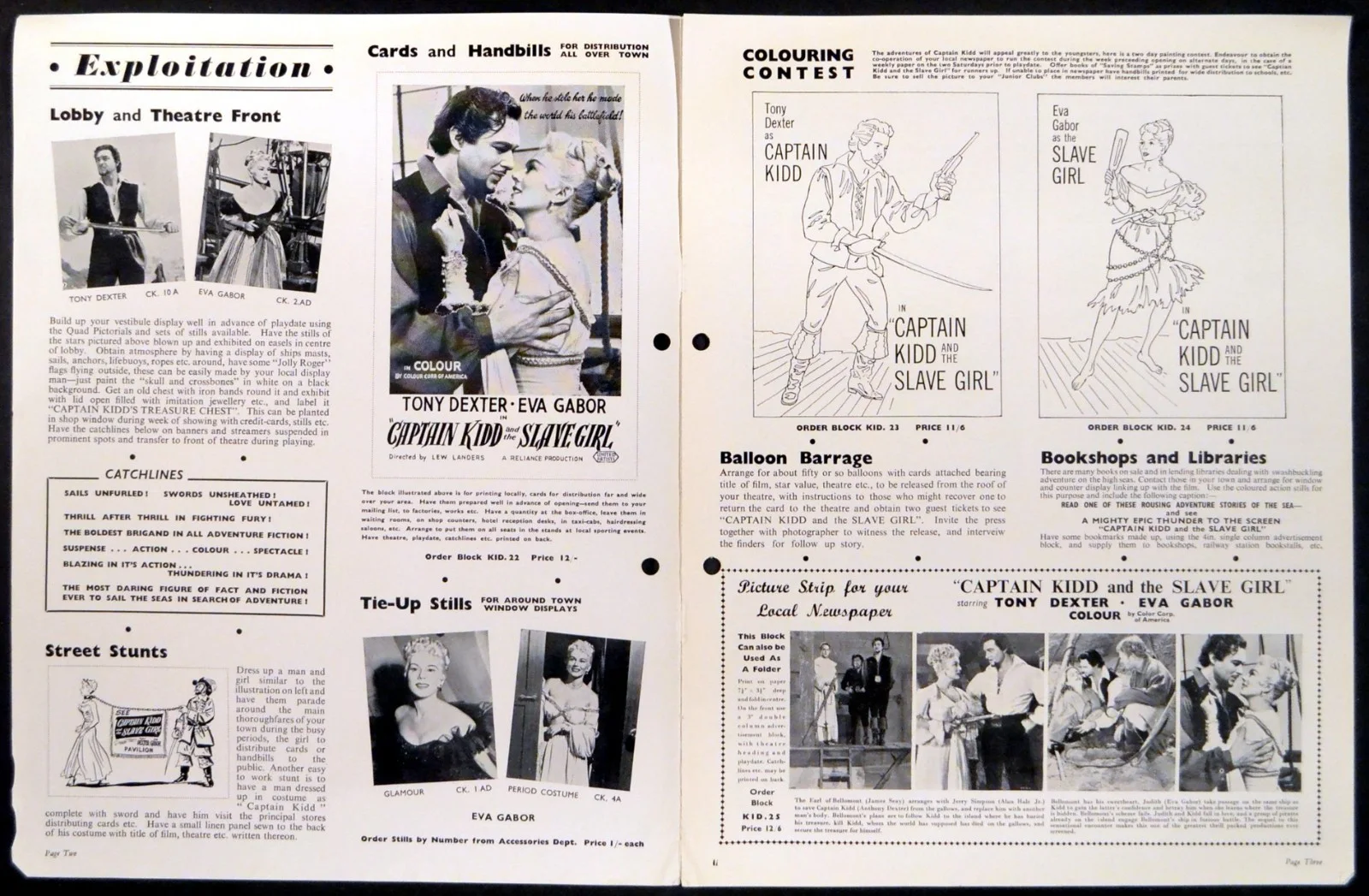 CAPTAIN KIDD AND THE SLAVE GIRL 1954 Tony Dexter, Eva Gabor UK CAMPAIGN BOOK, изображение 2